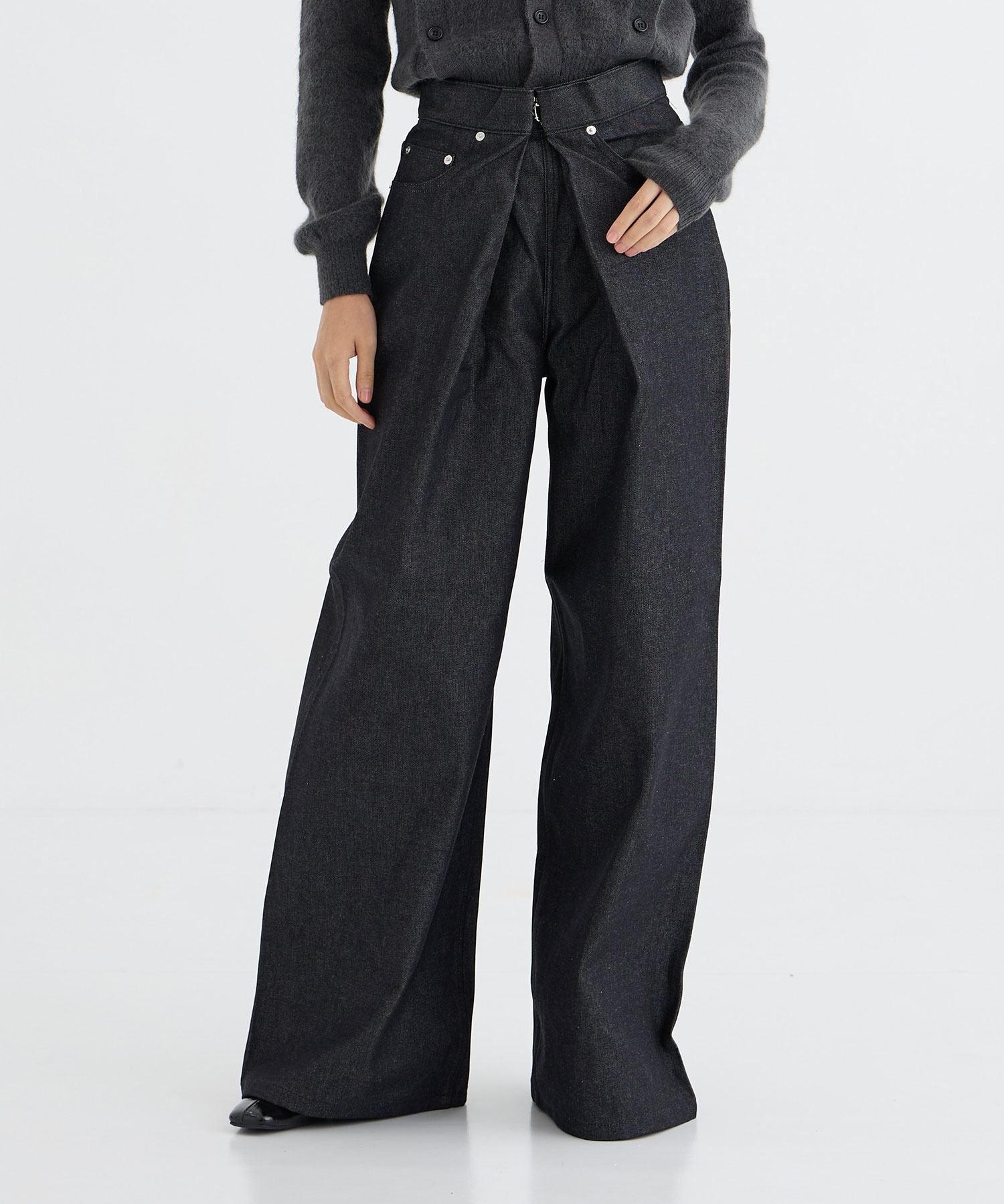 RIGID DENIM WIDE PANTS