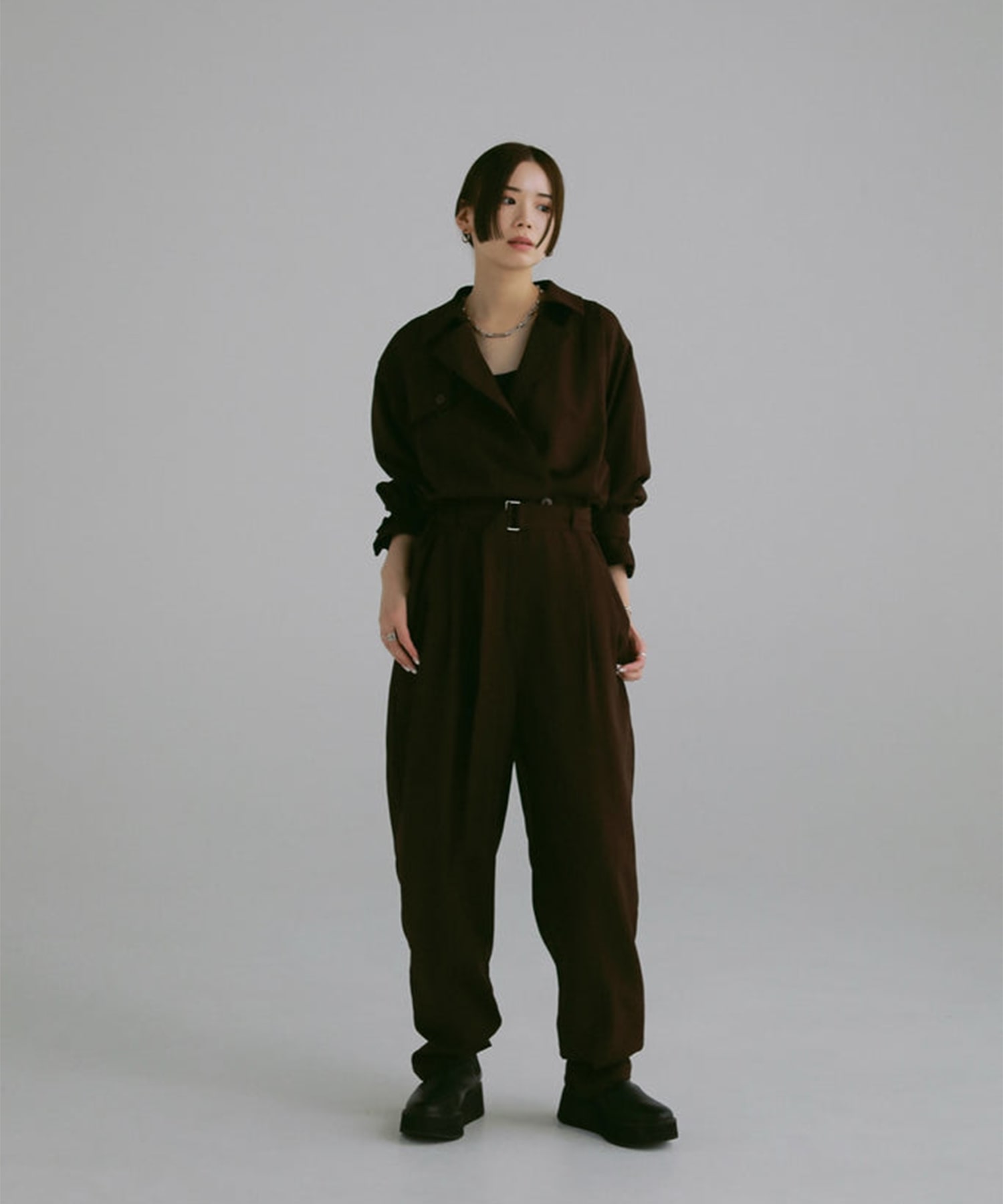 trench collar jumpsuit