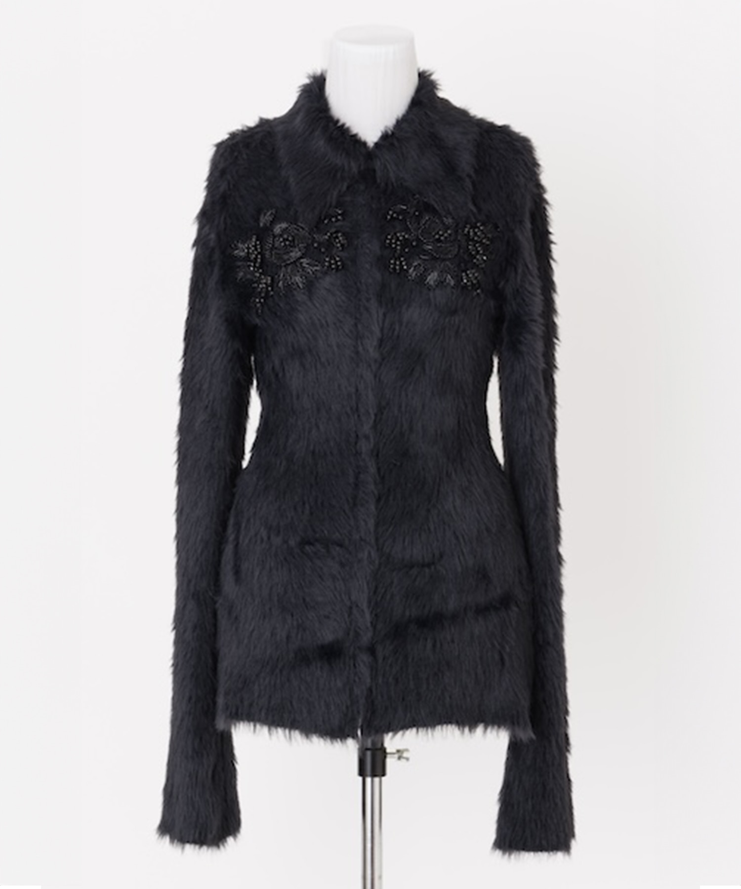 FUR KNIT BEAD EMBROIDERED JACKET
