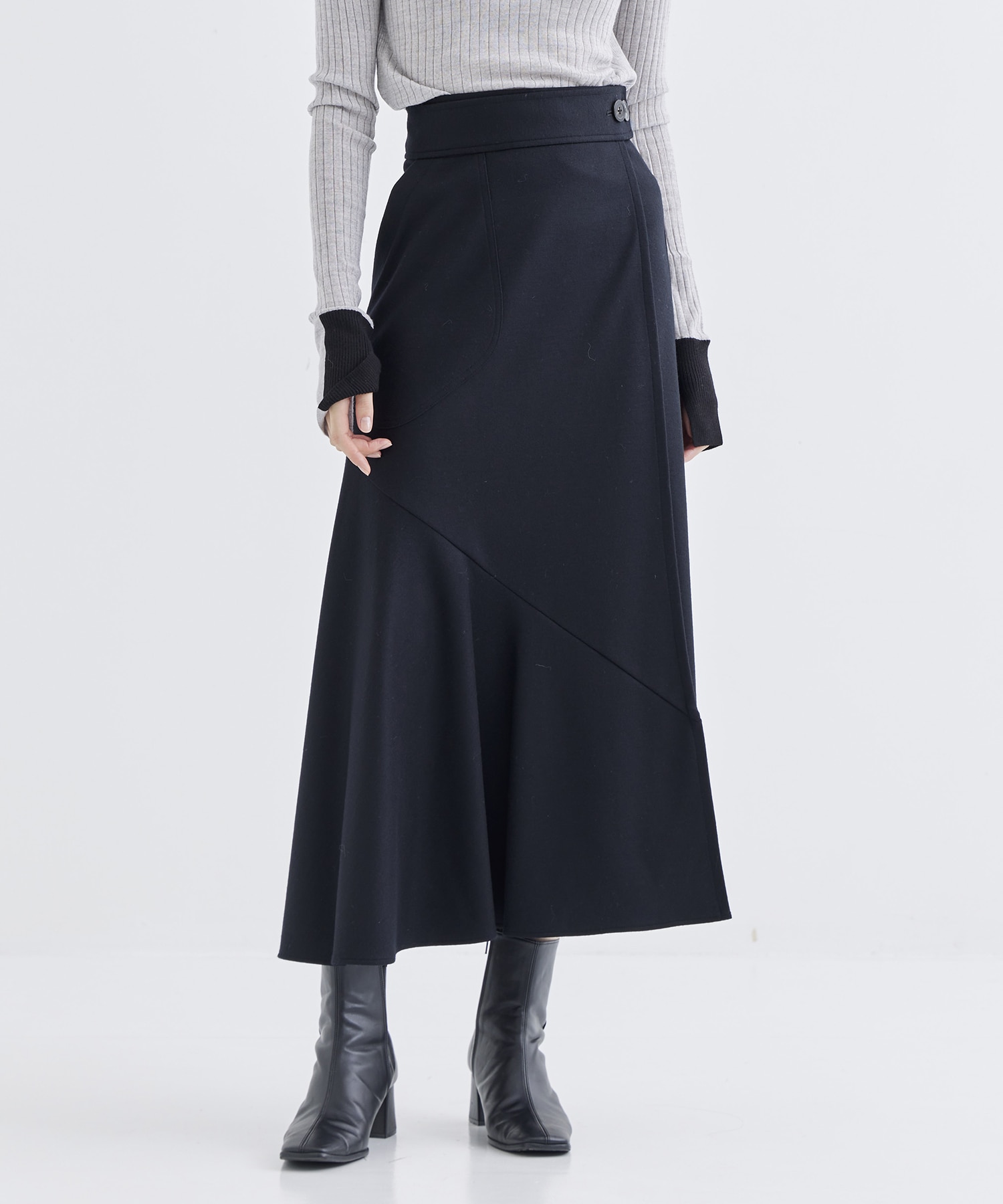 WASHABLE FLANNEL CASHMERE TOUCH WRAP SKIRT