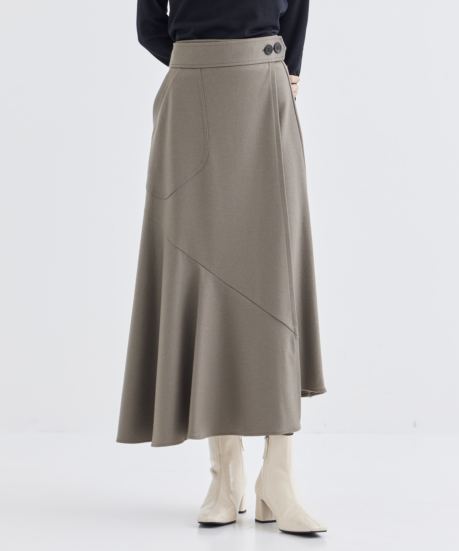 WASHABLE FLANNEL CASHMERE TOUCH WRAP SKIRT