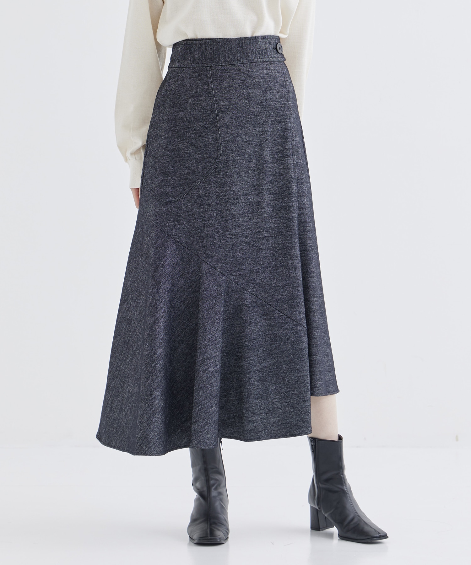 WASHABLE TWEEDY JERSEY WRAP SKIRT