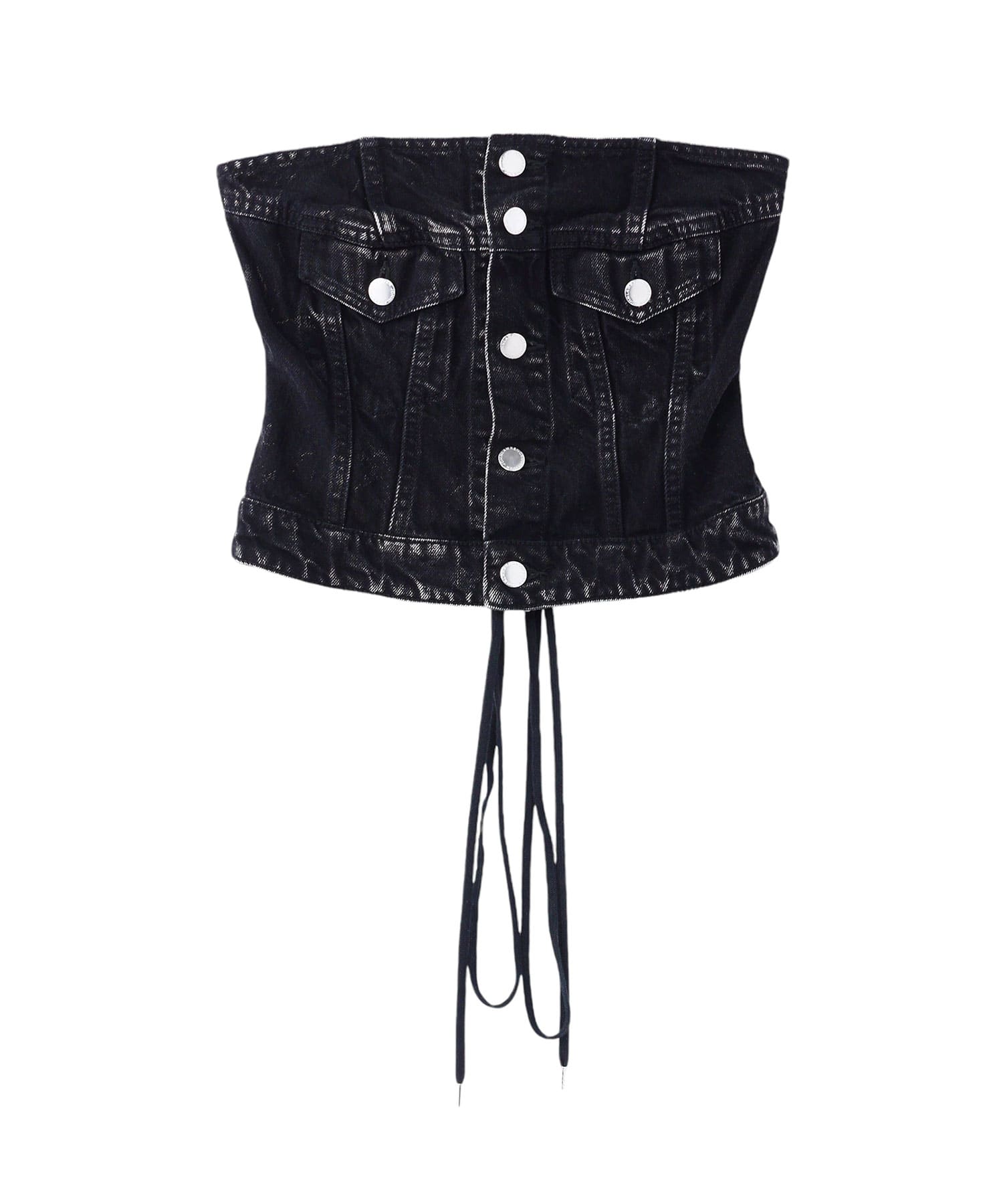 Washed Denim Corset Bustier