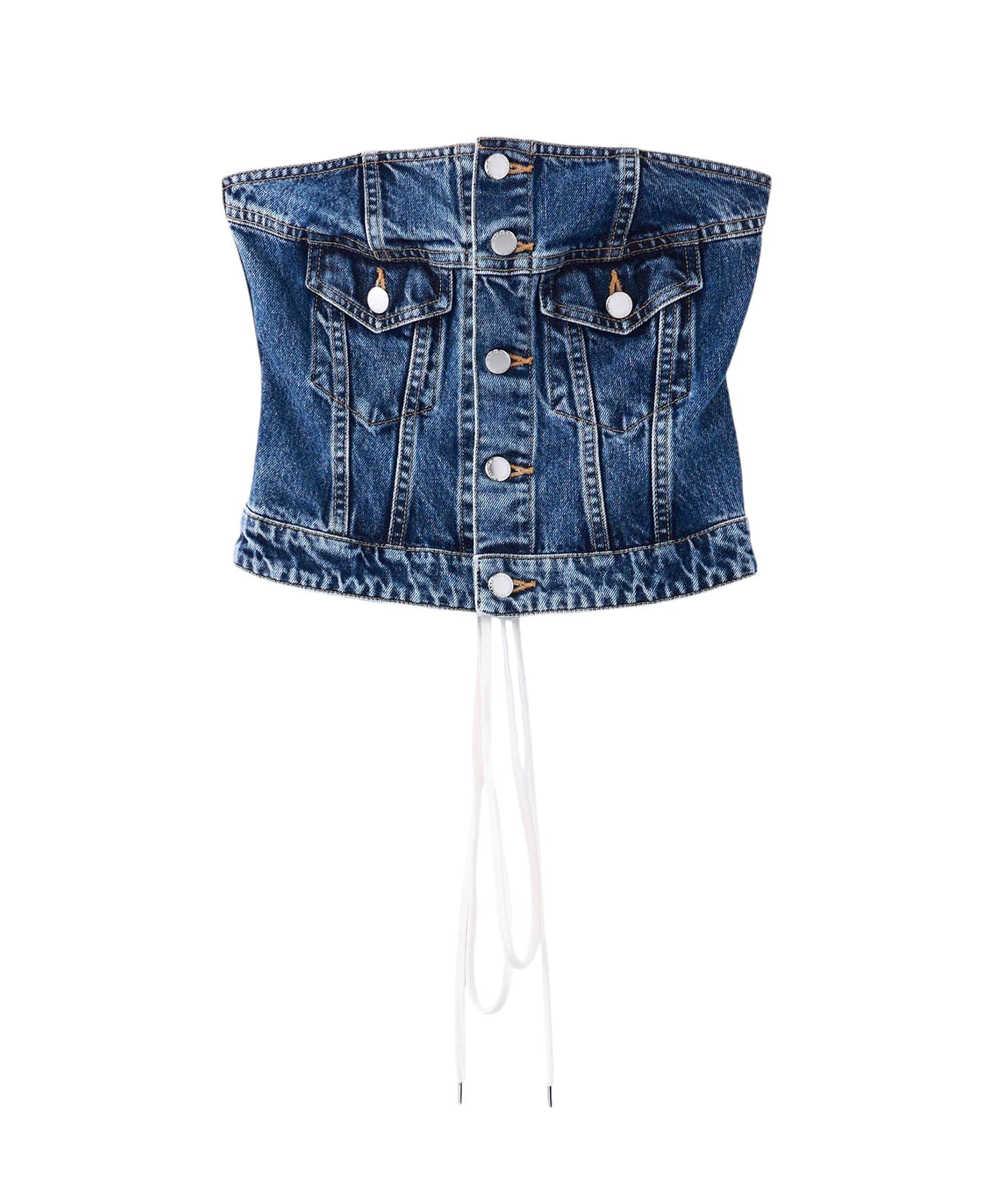 Washed Denim Corset Bustier