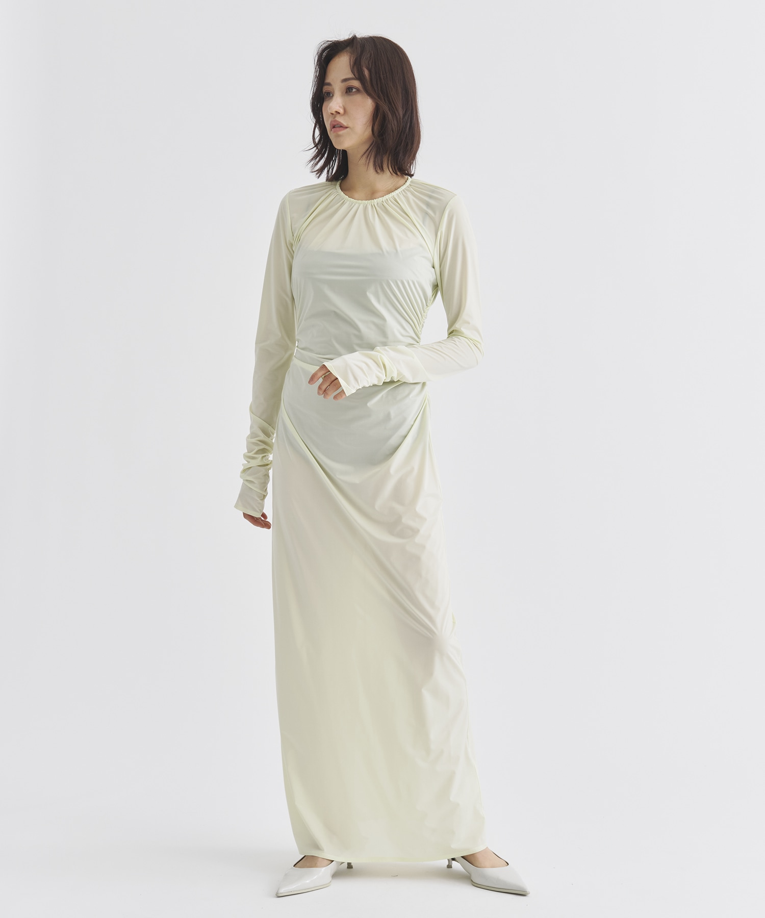 STRETCH JERSEY GATHERED DRESS