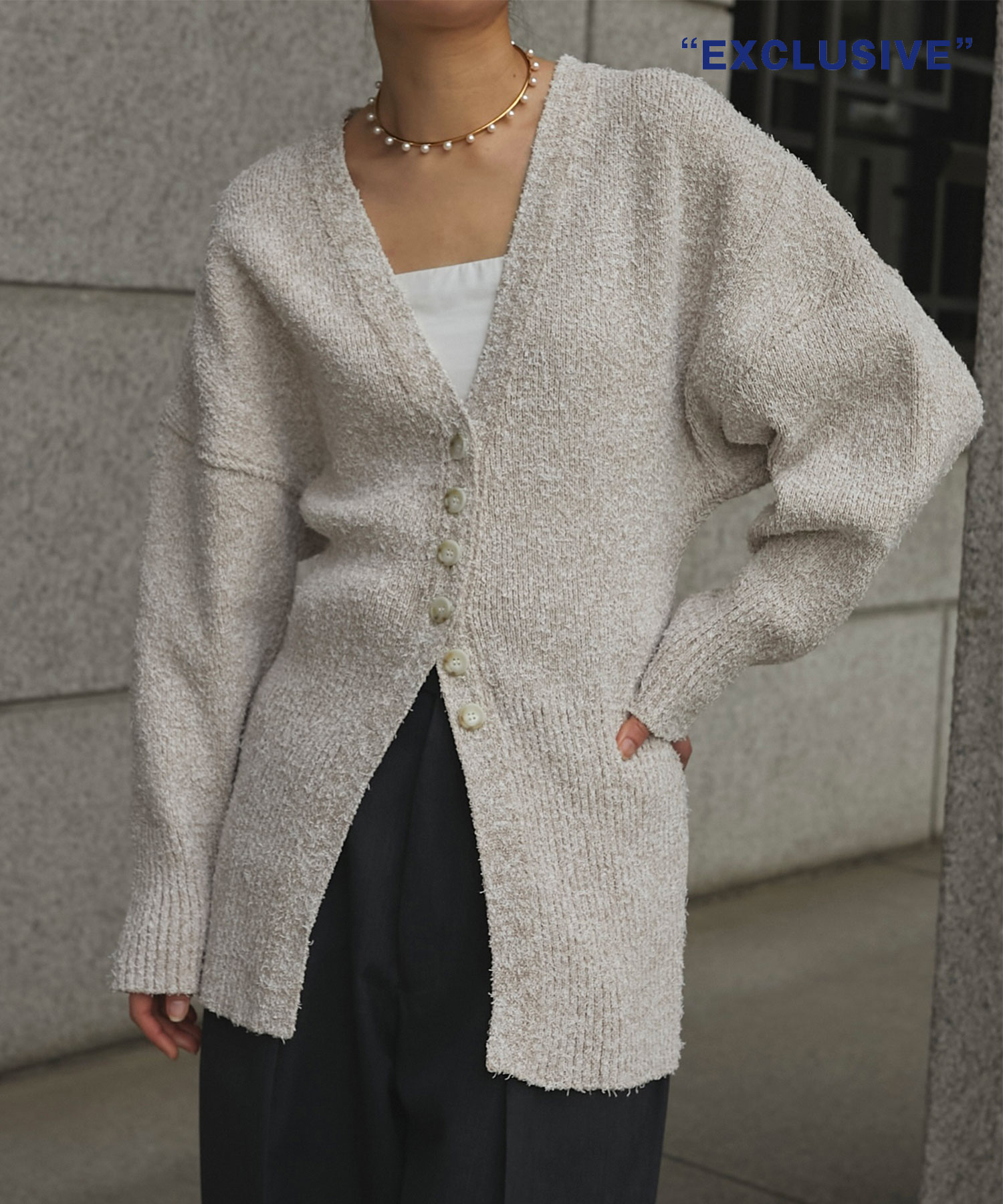 別注 Tweed Like Knit Cardigan