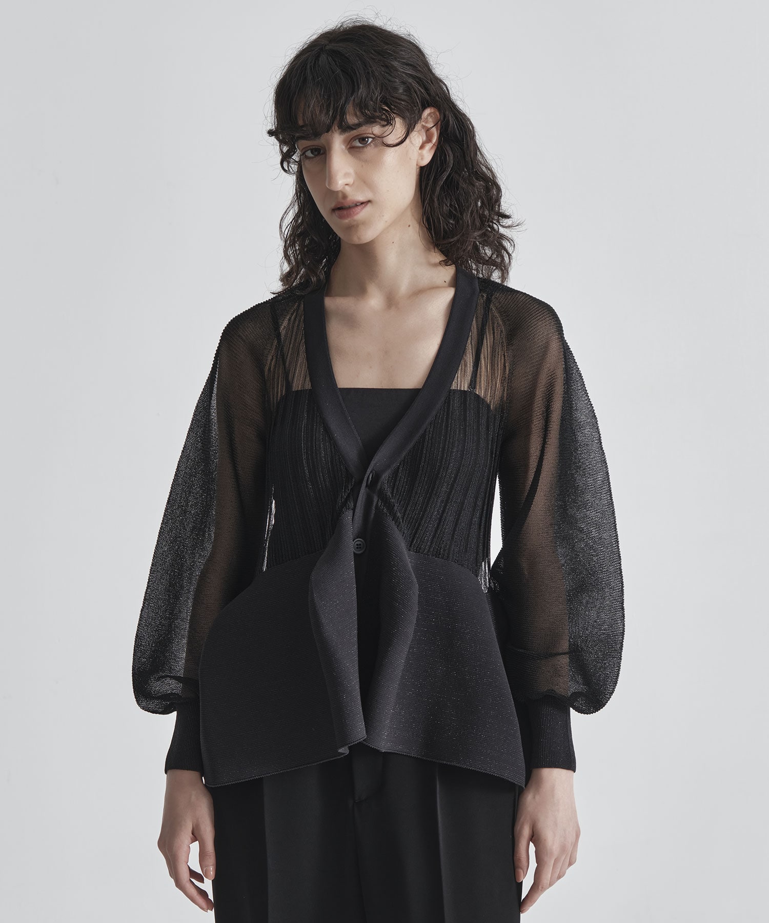 POTTERY LUCENT GLITTER PUFF SLEEVE CARDIGAN