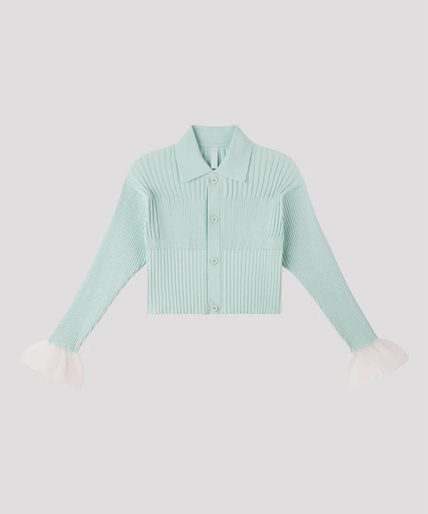 FLUTED LUCENT CROPPED SHIRT CARDIGAN