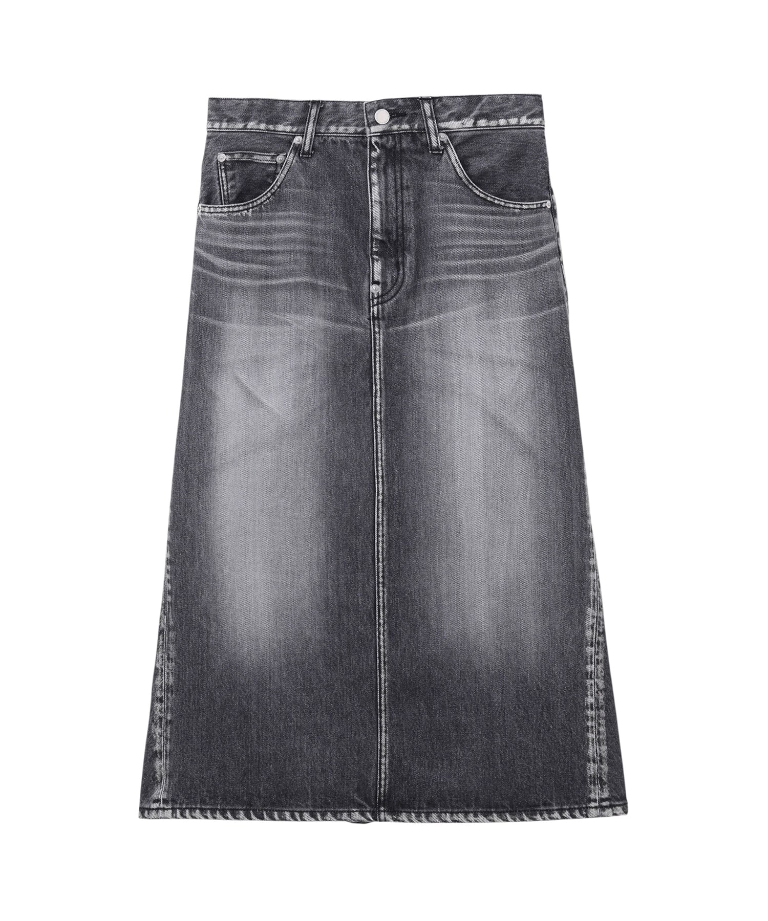 WASHED DENIM GATHERED SKIRT