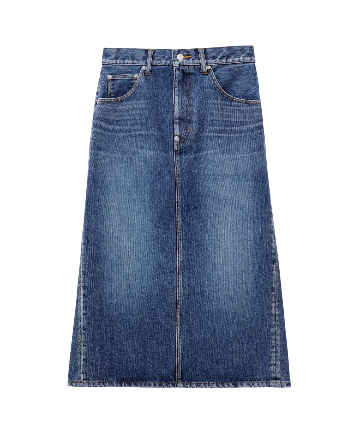 WASHED DENIM GATHERED SKIRT