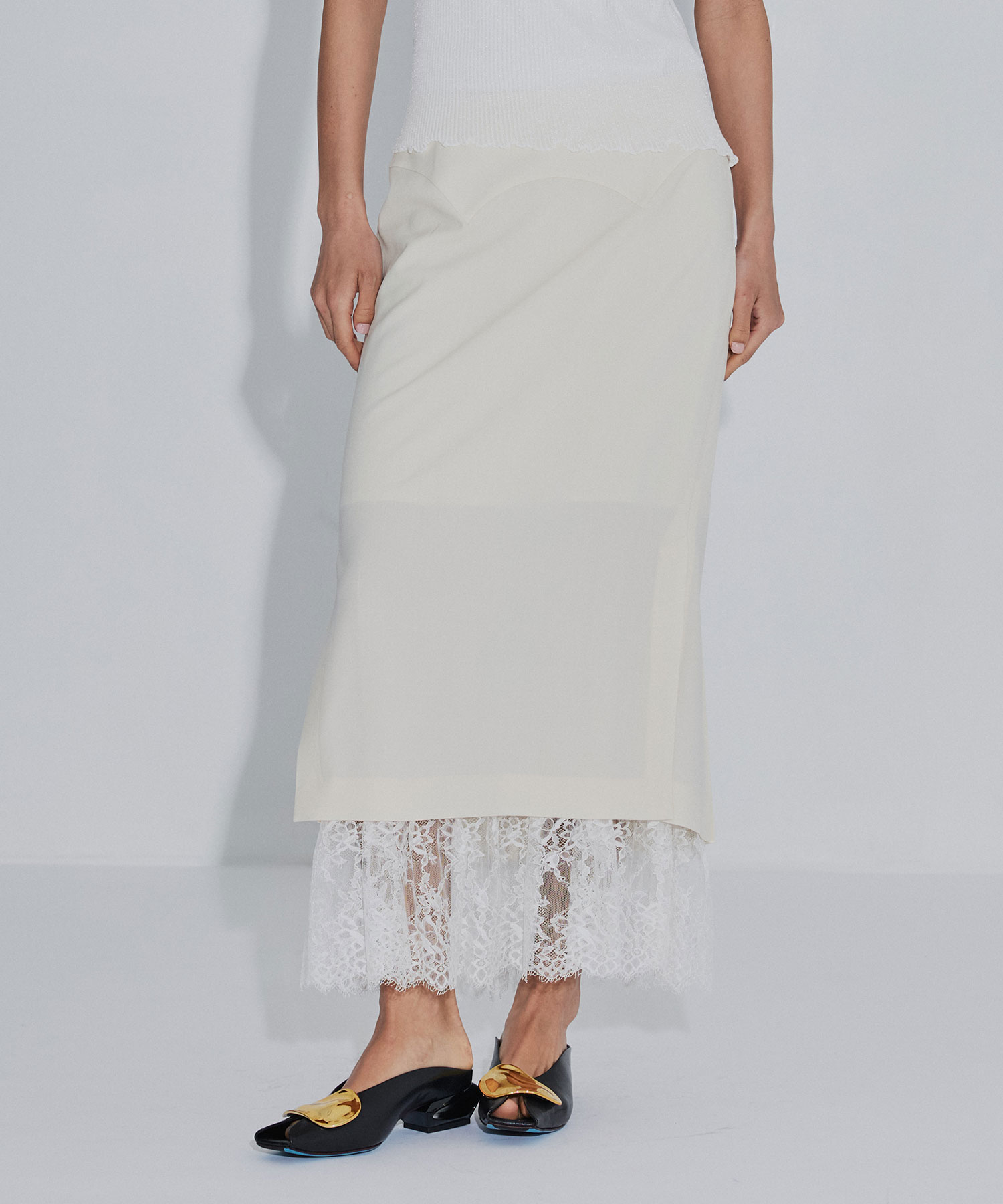 PLEATED PANELED SKIRT
