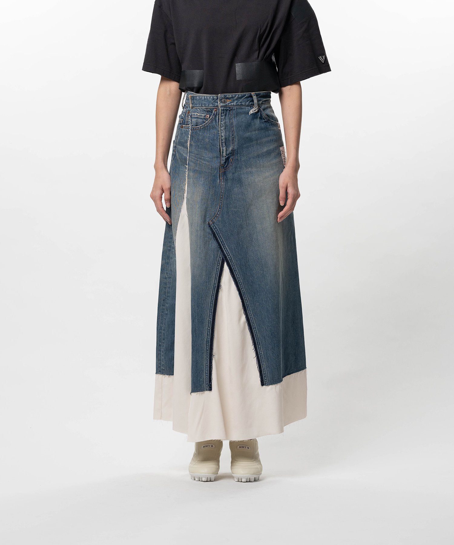DENIM PANTS COMBINED SKIRT