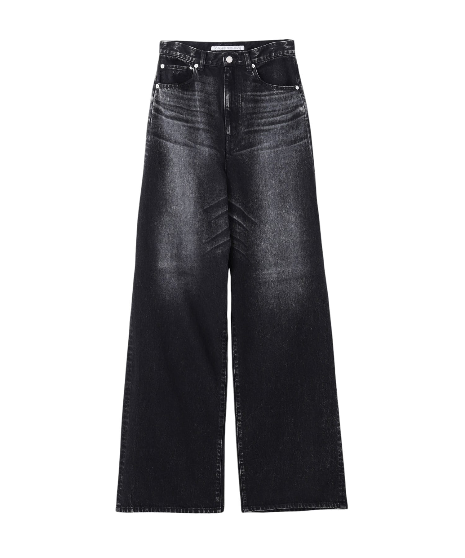 Washed Denim Cut Out Wide Pants