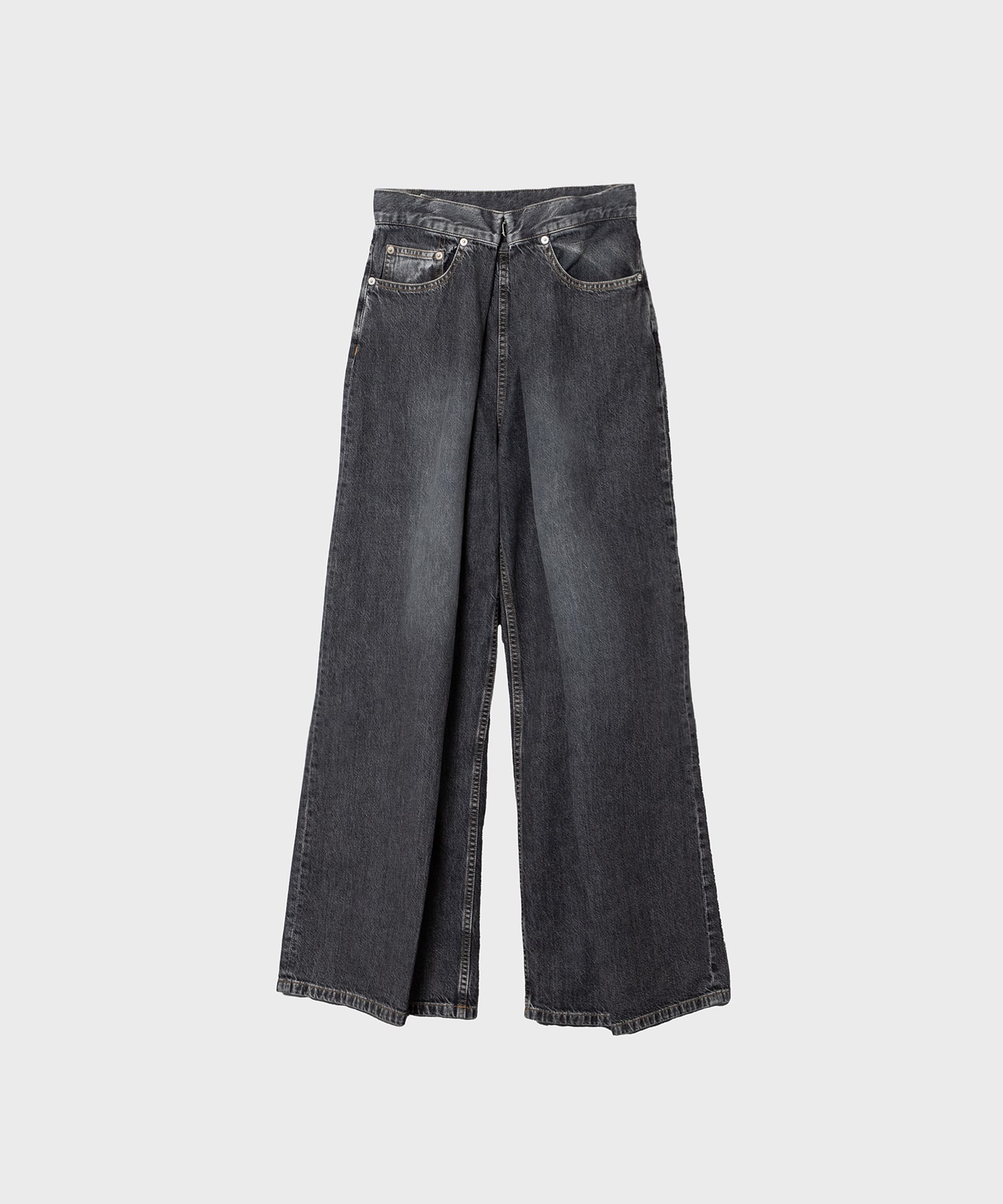 Washed Denim Wide Pants(Short Length)