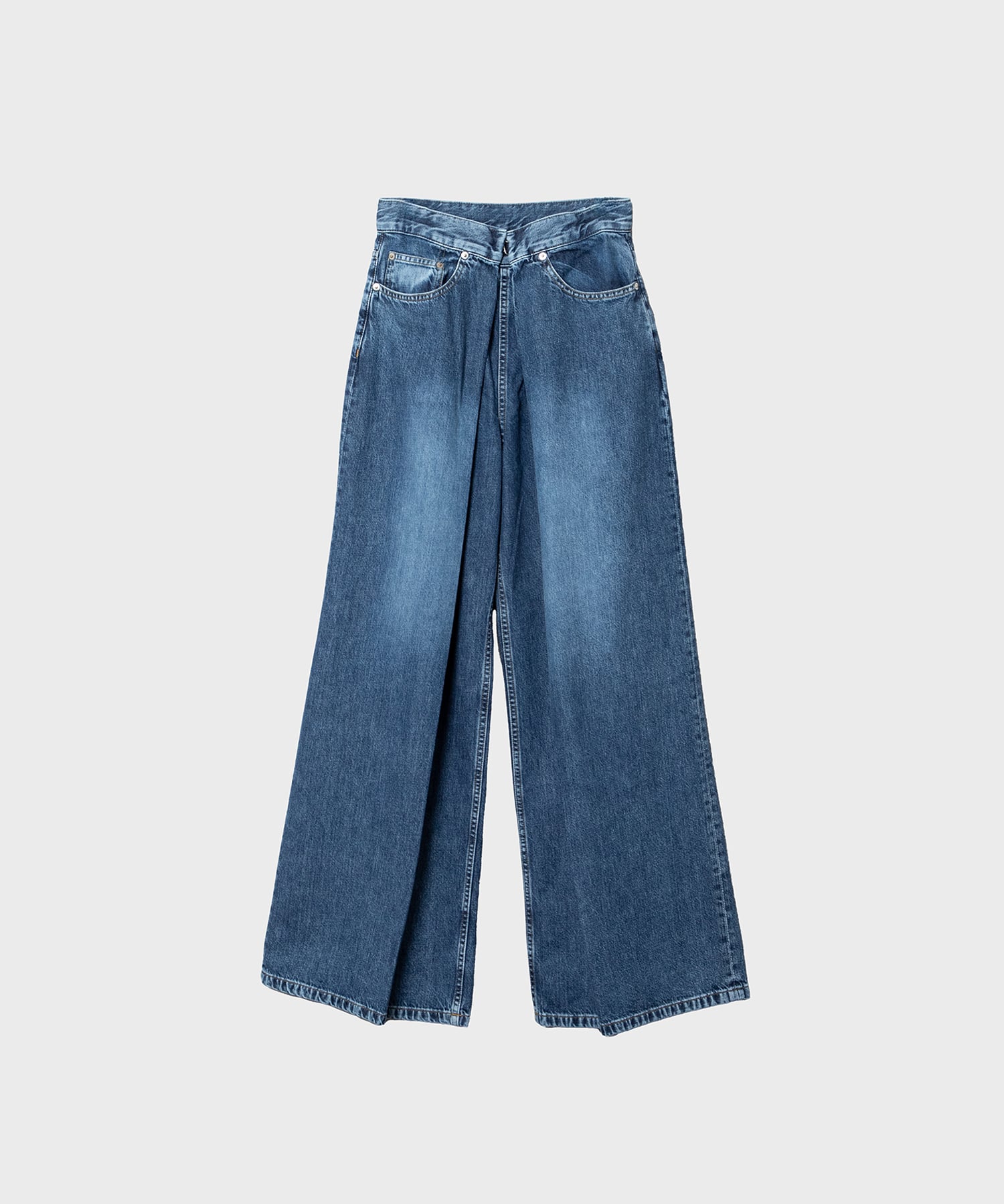 Washed Denim Wide Pants(Short Length)