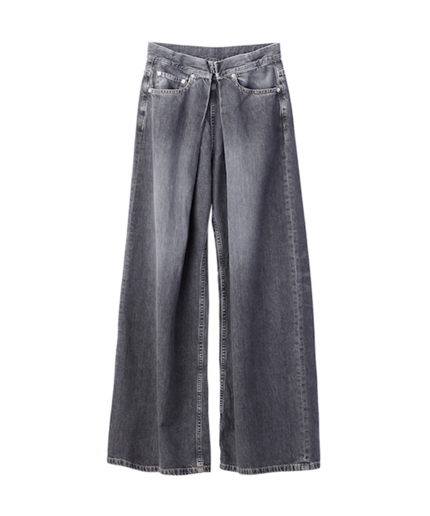 Washed Denim Wide Pants(Short Length)