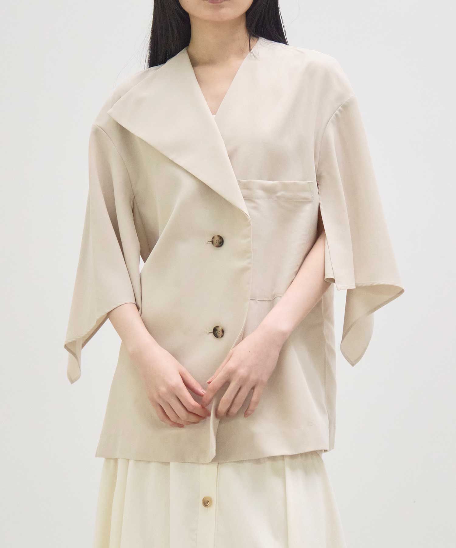 Liese panel sleeve shirt O.WHT