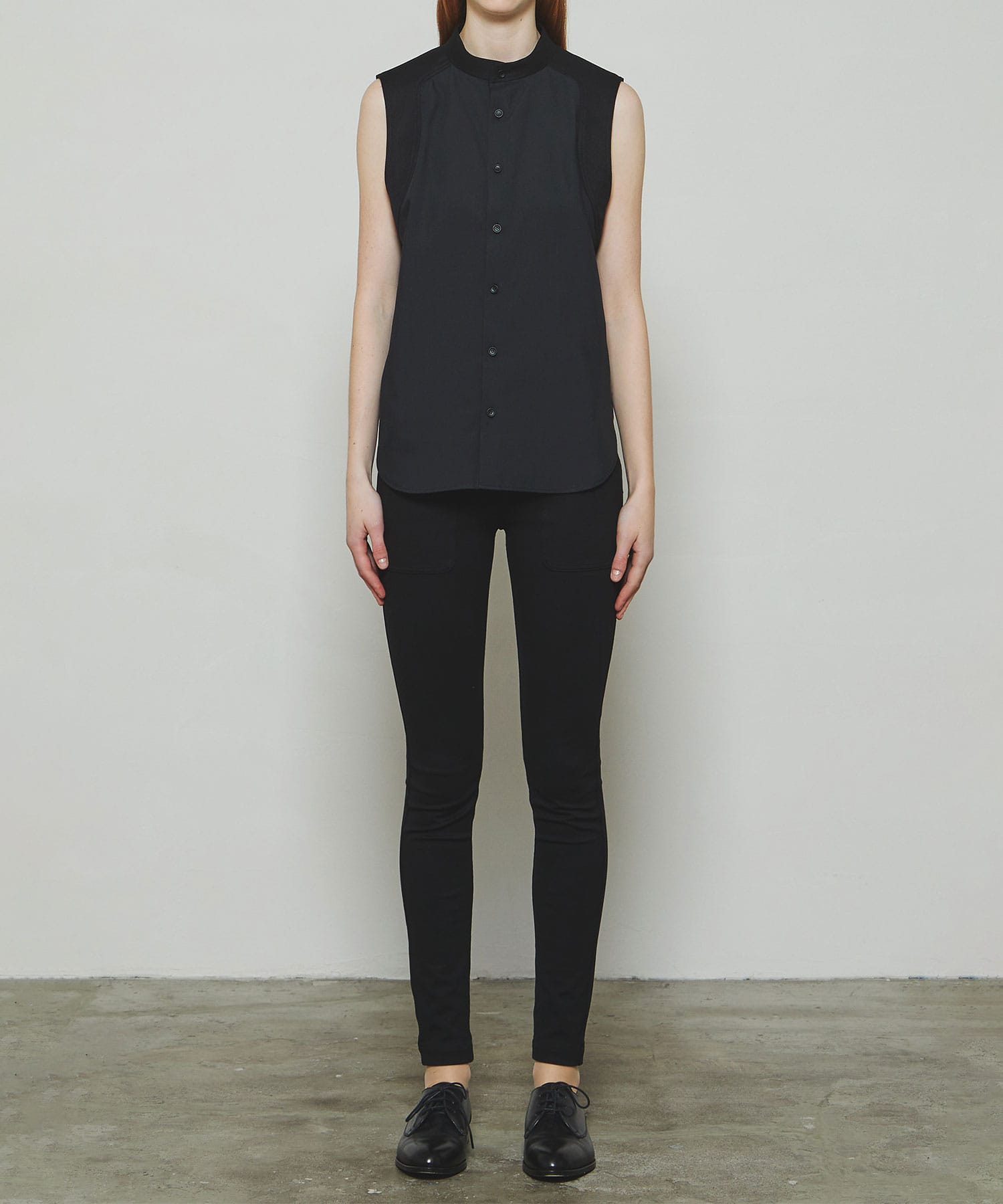 RERACS BAND COLLAR SLEEVELESS SHIRT
