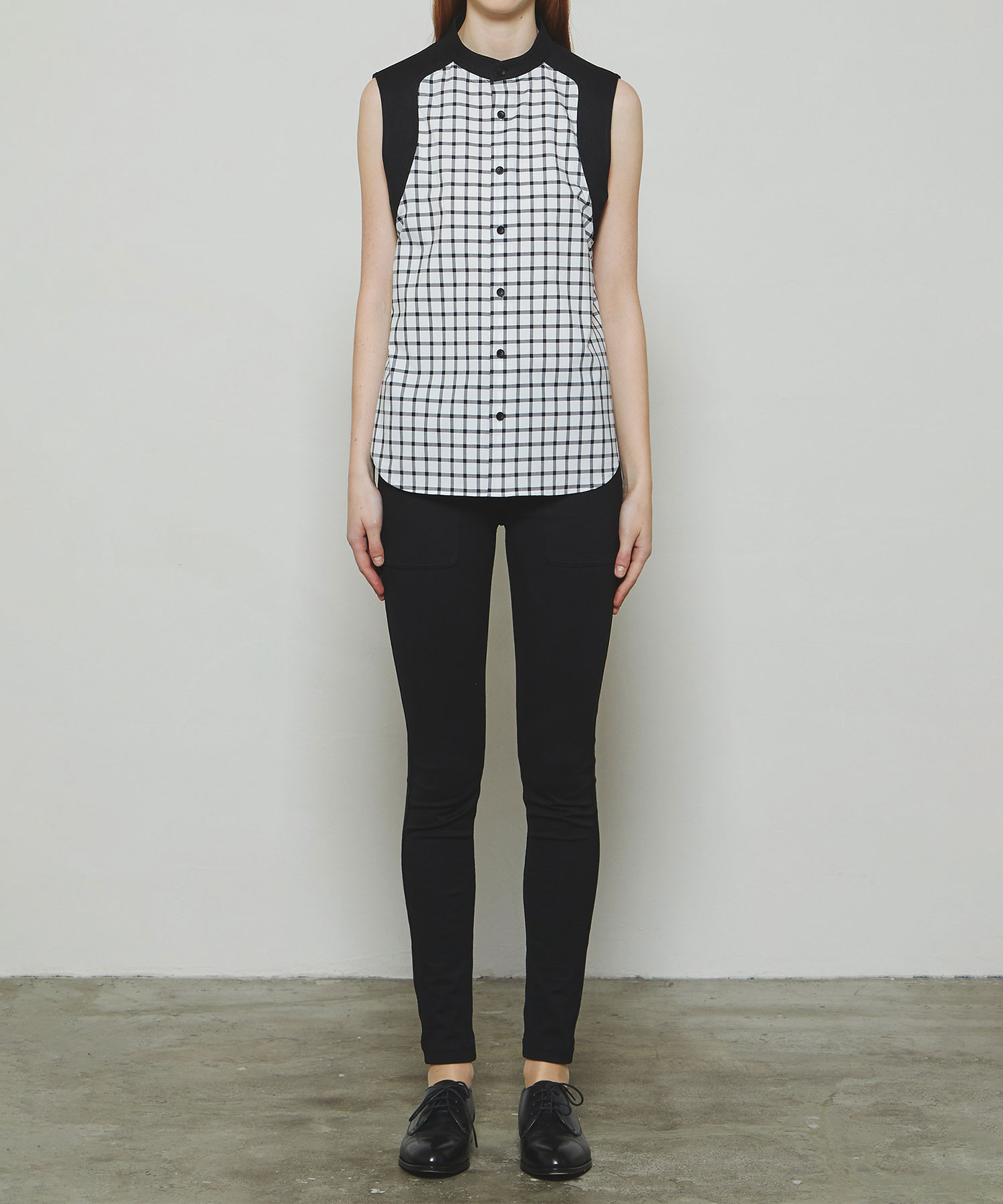 RERACS BAND COLLAR SLEEVELESS SHIRT