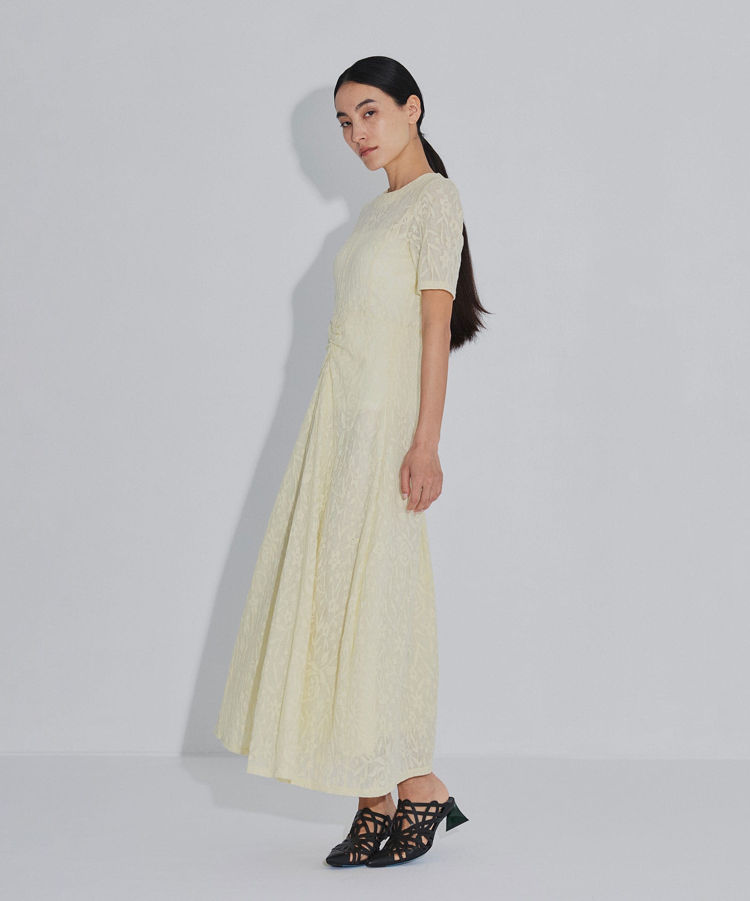 別注 FLOWER JACQUARD SHORT SLEEVE DRESS