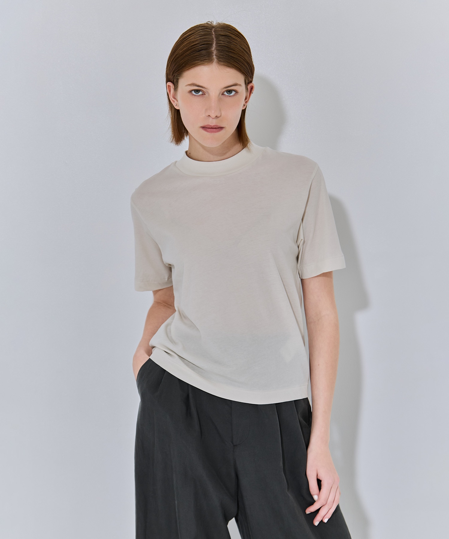 FRESCA NUBUCK MOCK NECK T SHIRTS