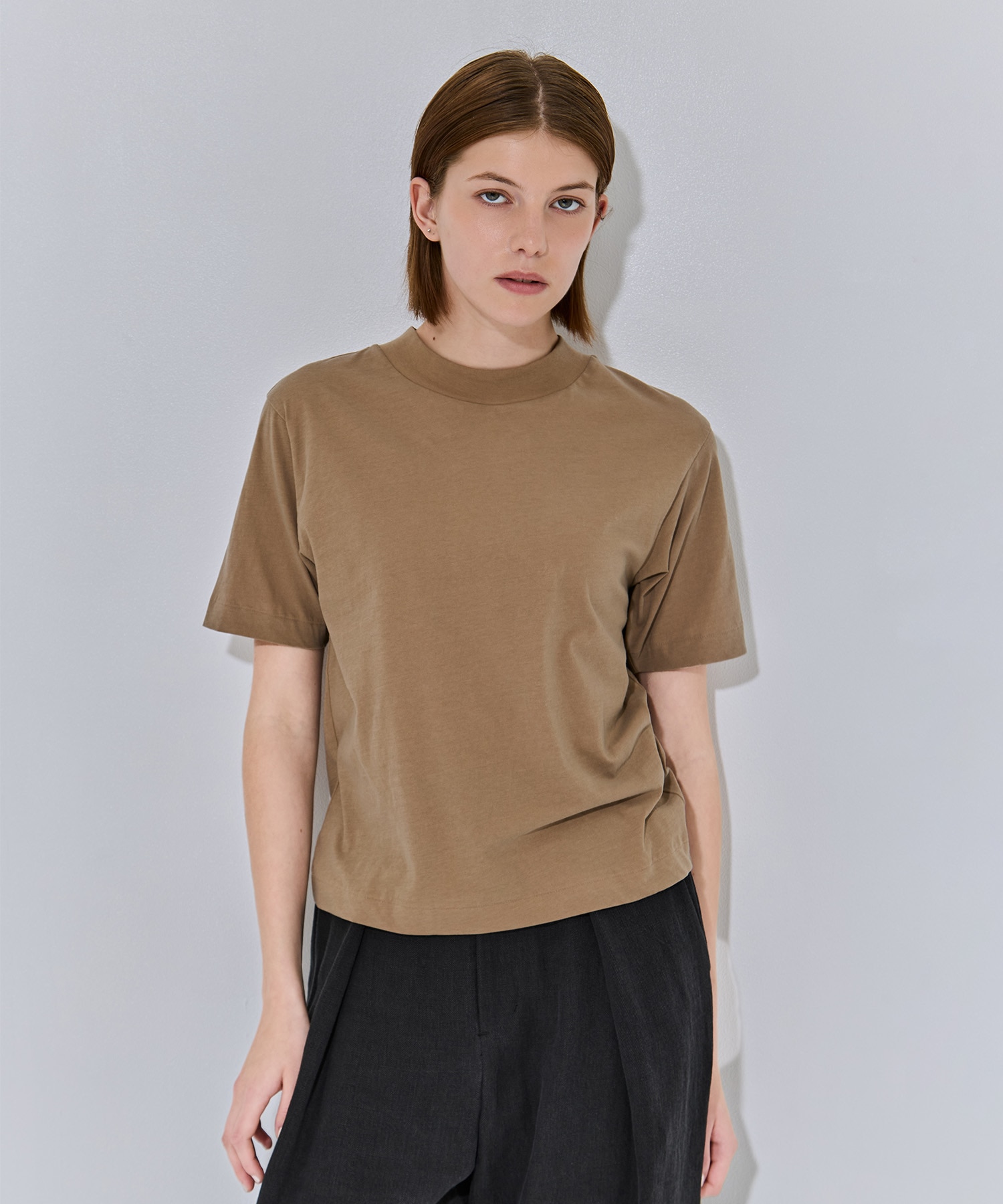 FRESCA NUBUCK MOCK NECK T SHIRTS