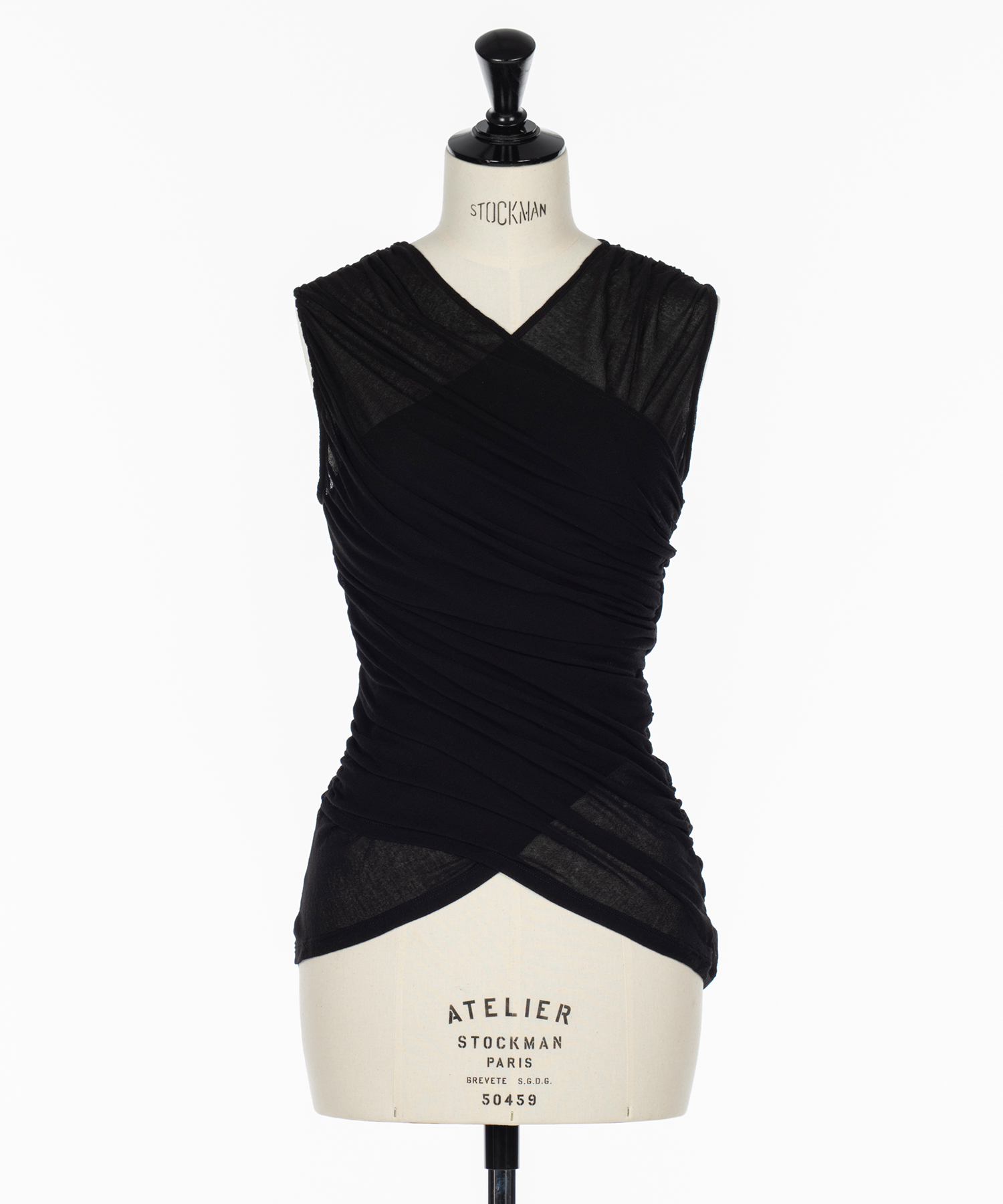 SHEER GATHERED SLEEVELESS TOP