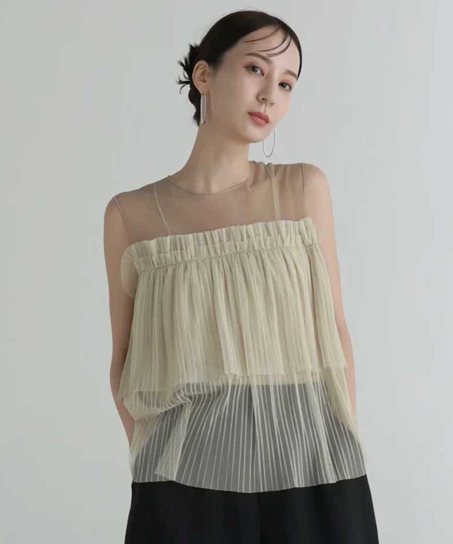 tulle pleats tiered tops