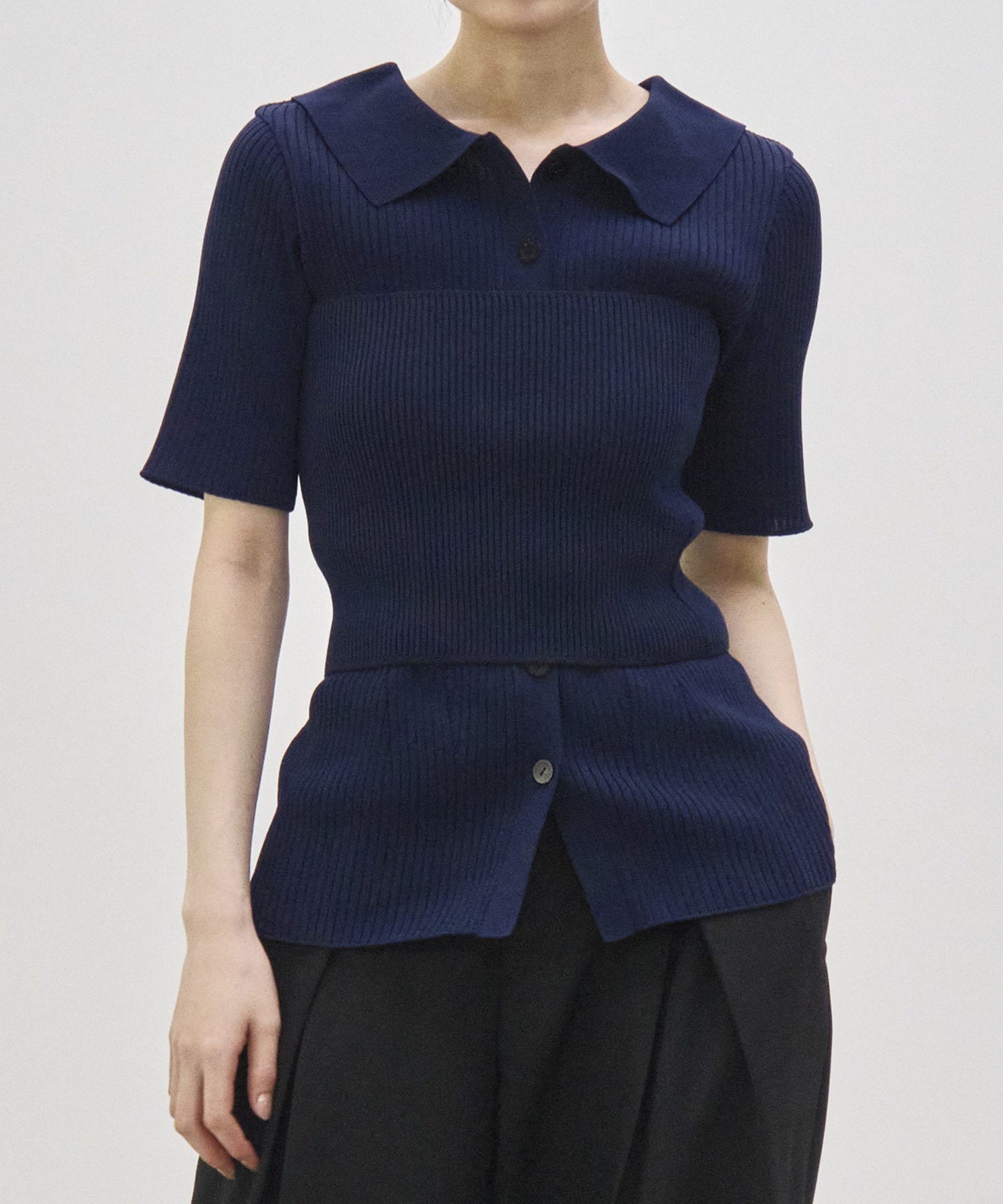 Bustier Combi  Harf Sleeve Knit Tops