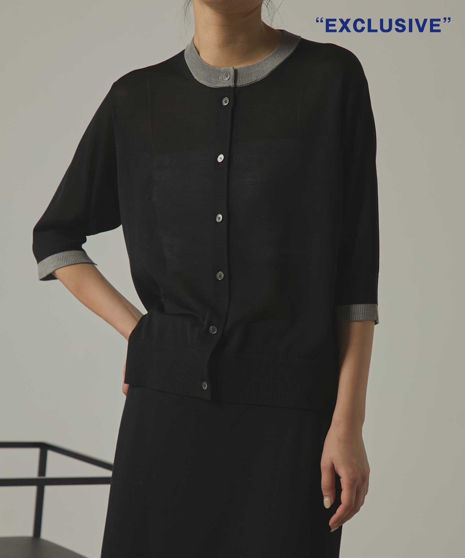 別注 Washable Silk Half Sleeve Cardigan