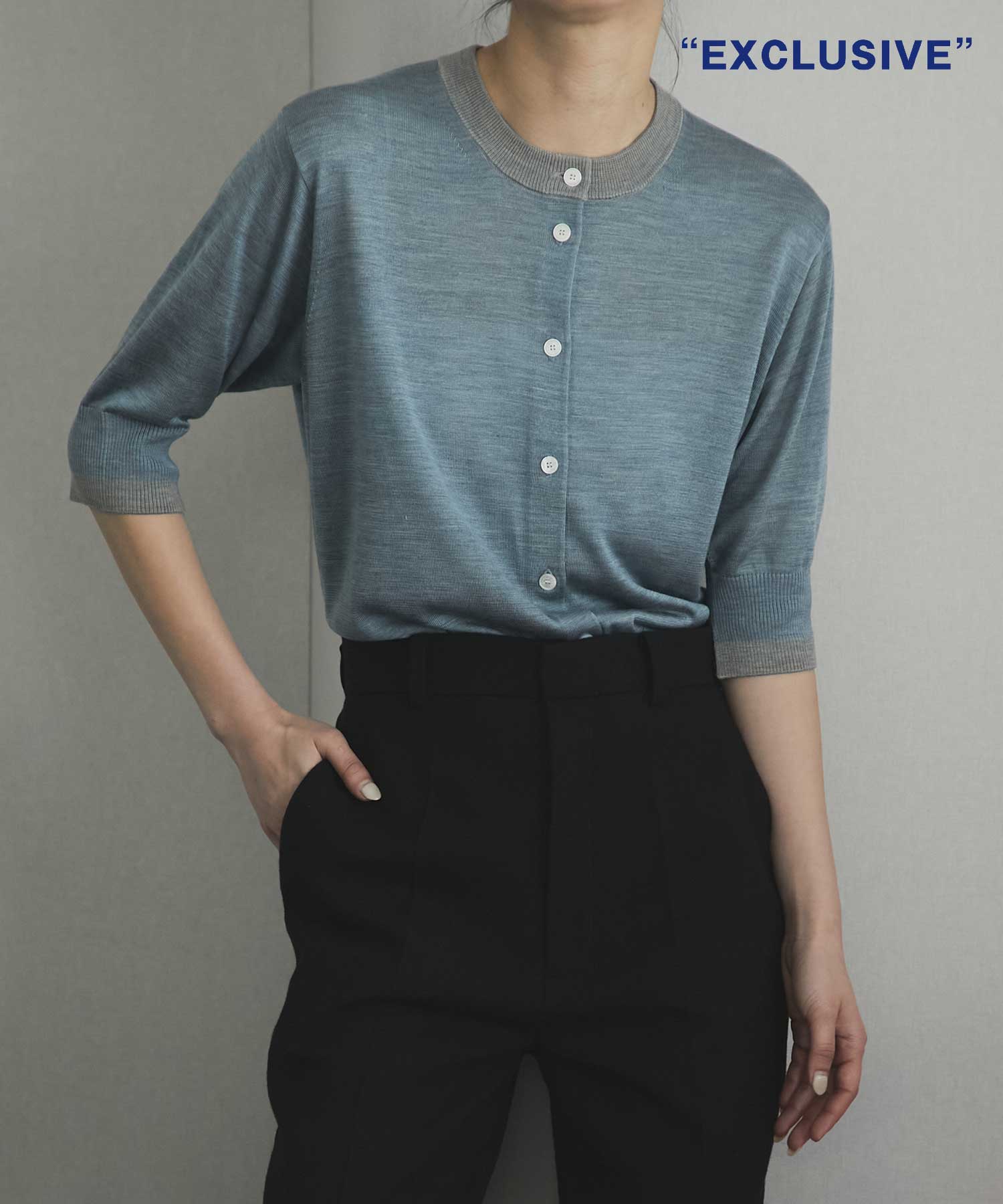 別注 Washable Silk Half Sleeve Cardigan