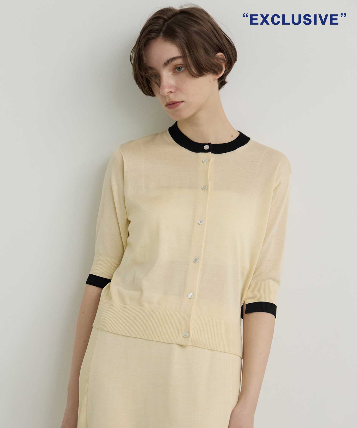 別注 Washable Silk Half Sleeve Cardigan