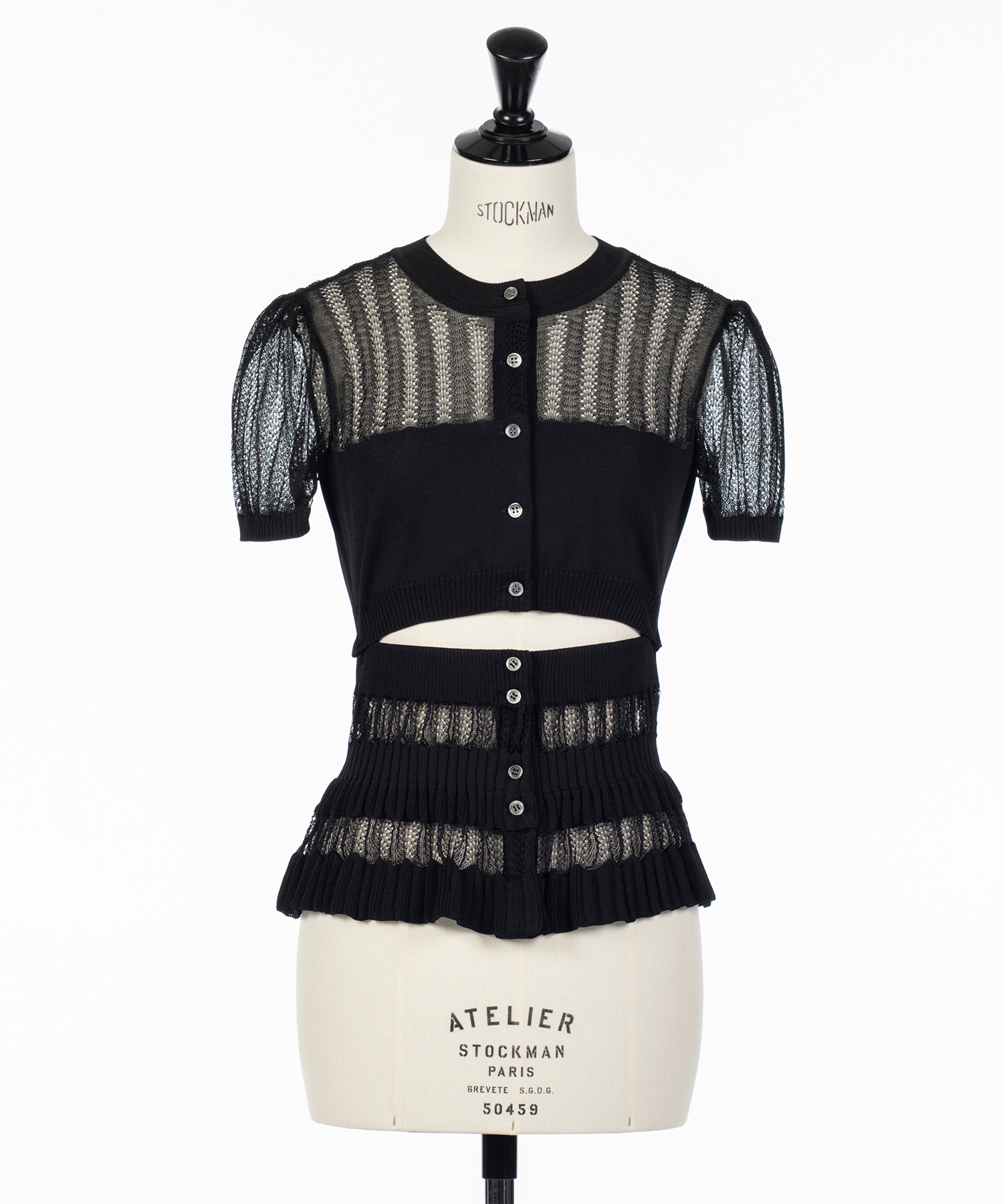 CONVERTIBLE SHEER STRIPE KNIT CARDIGAN