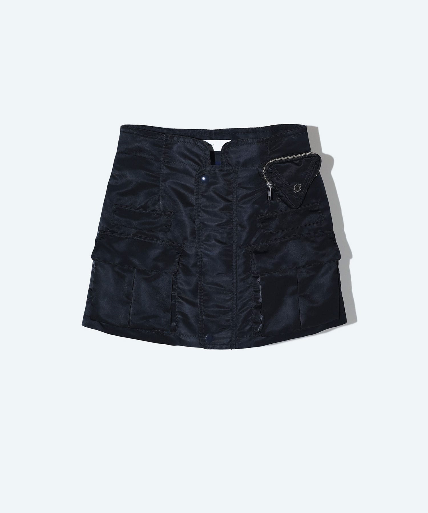 Nylon twill mini skirt