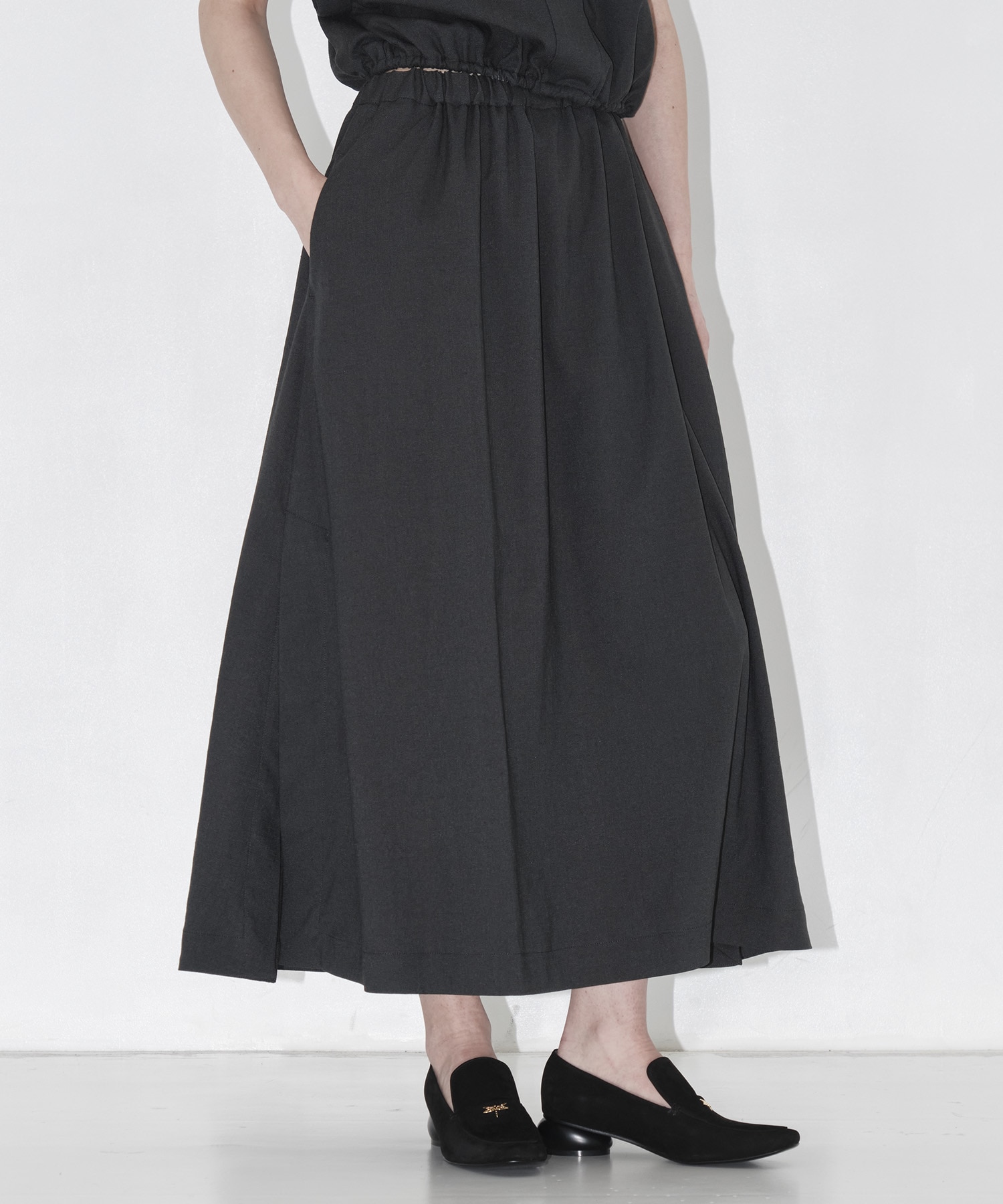Waist Gather Flare Skirt
