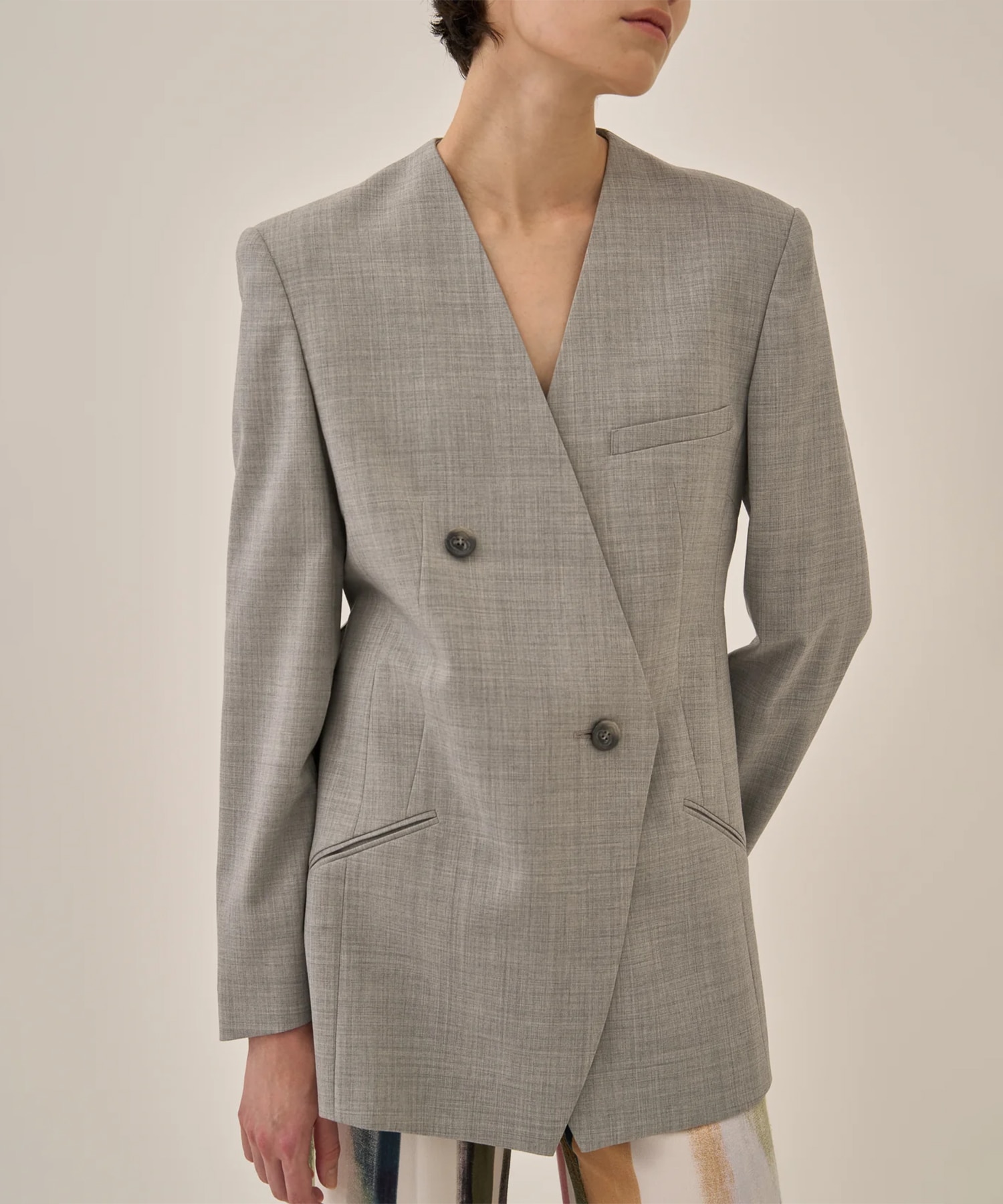 Heather side slit  jacket GY