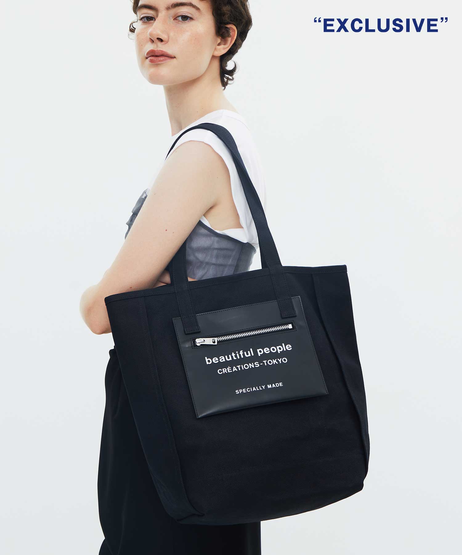 別注 Logo Leather Pocket Tote Bag