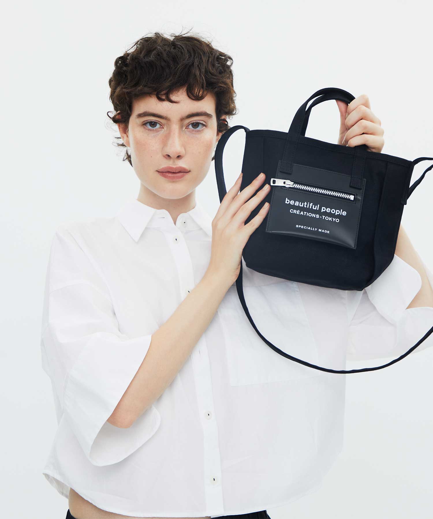 別注 Logo Leather Pocket Mini Tote Bag