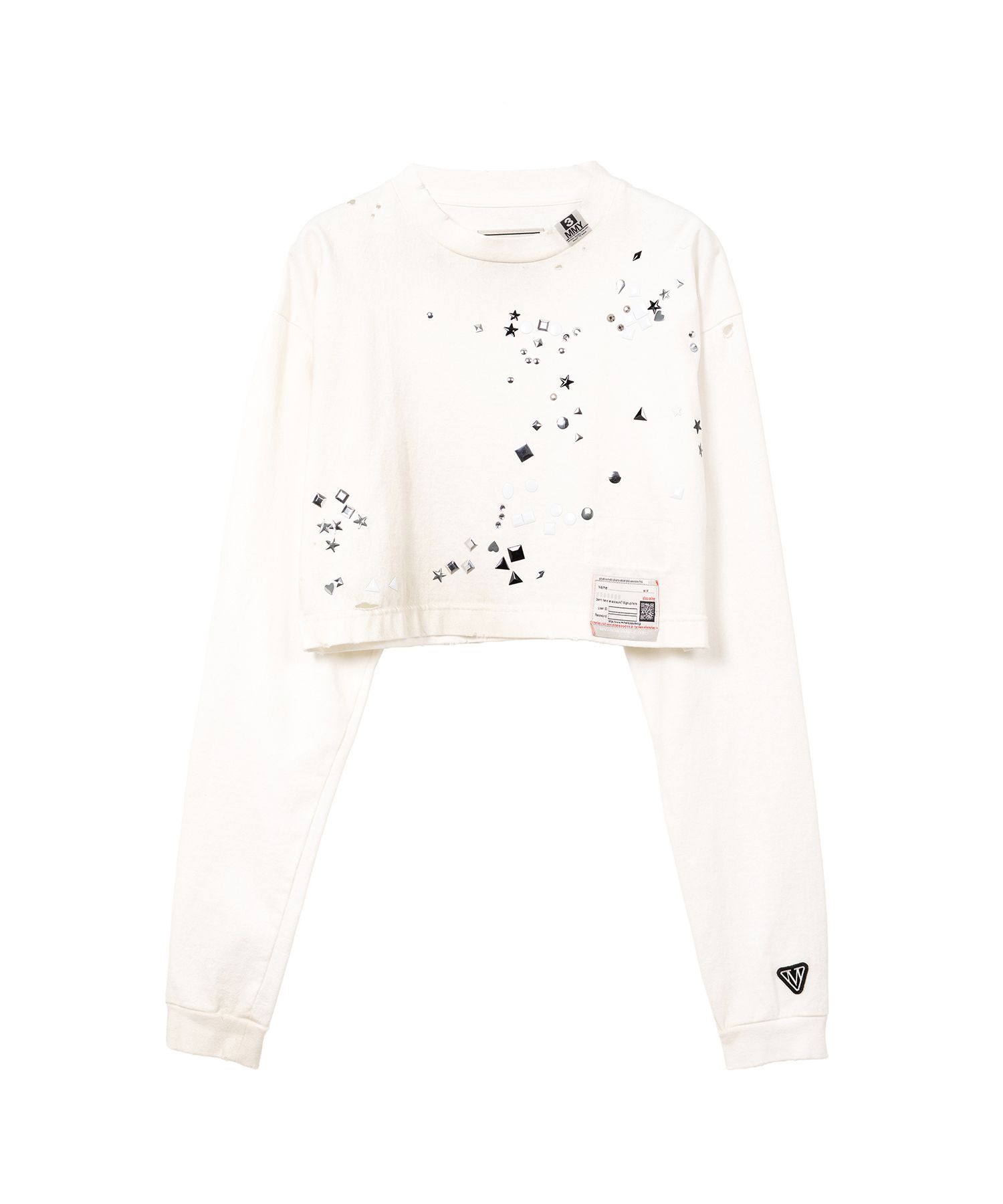 EMBELLISHED DISTRESSED LONG SLEEVES MINI TEE