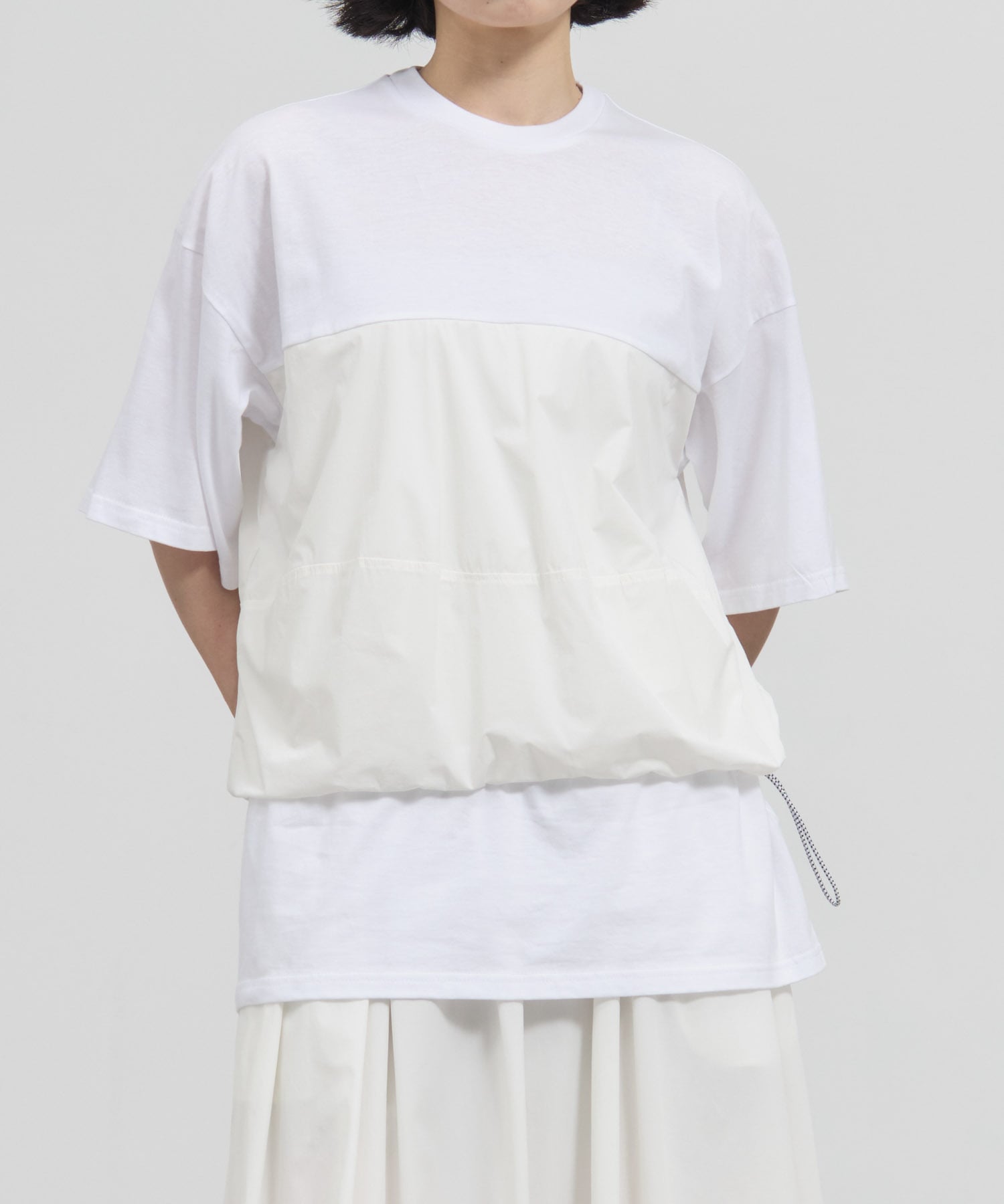 woven combinatin t-shirt
