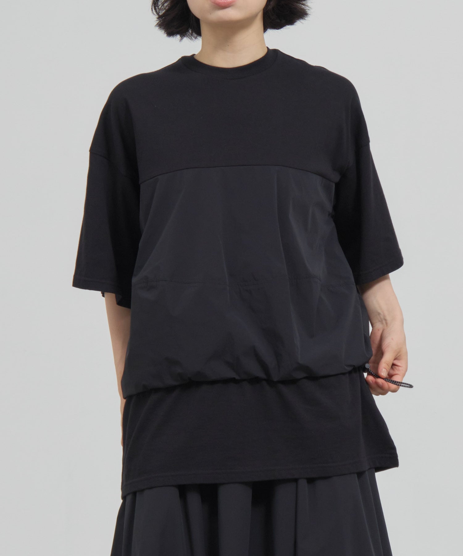 woven combinatin t-shirt