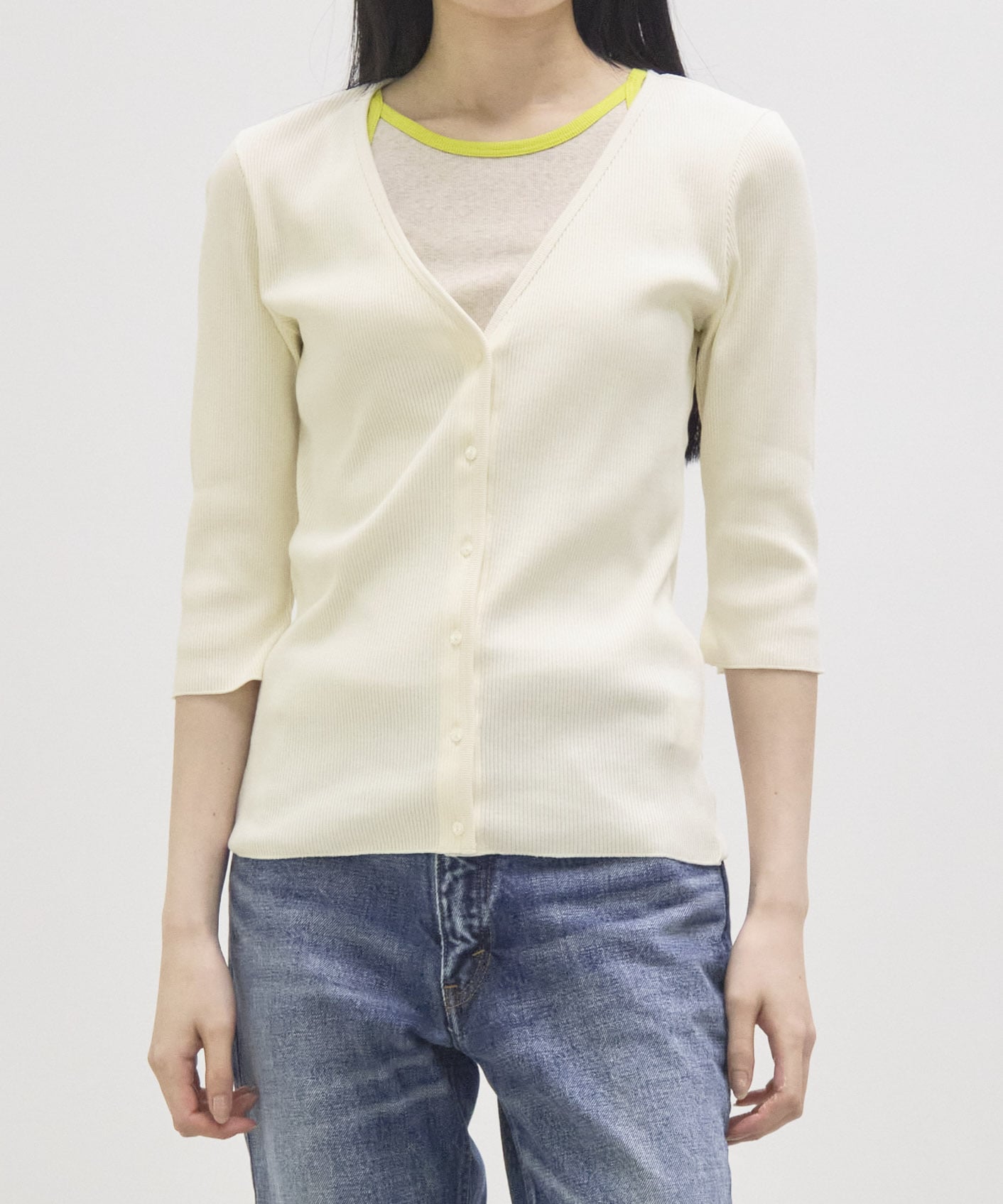 V Neck 3/4 Sleeve Cardigan