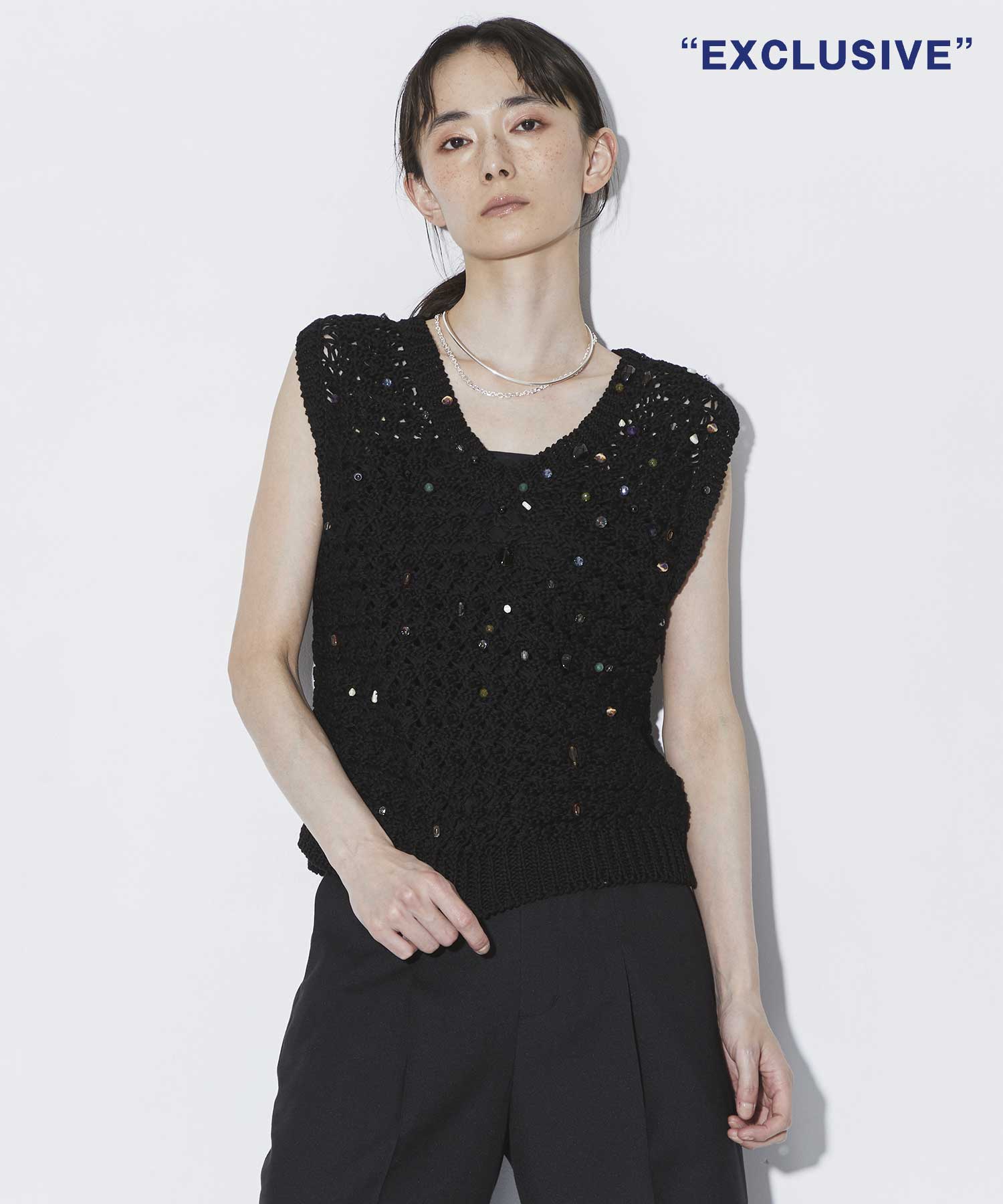 EX.Gerda glass beads&ores knit BK