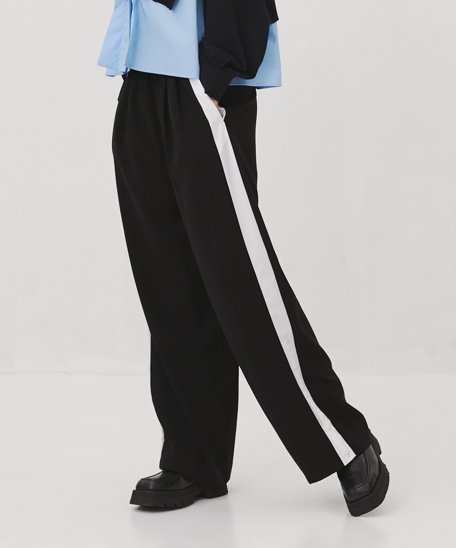 SHIRT-LAYERED WIDE-PANTS