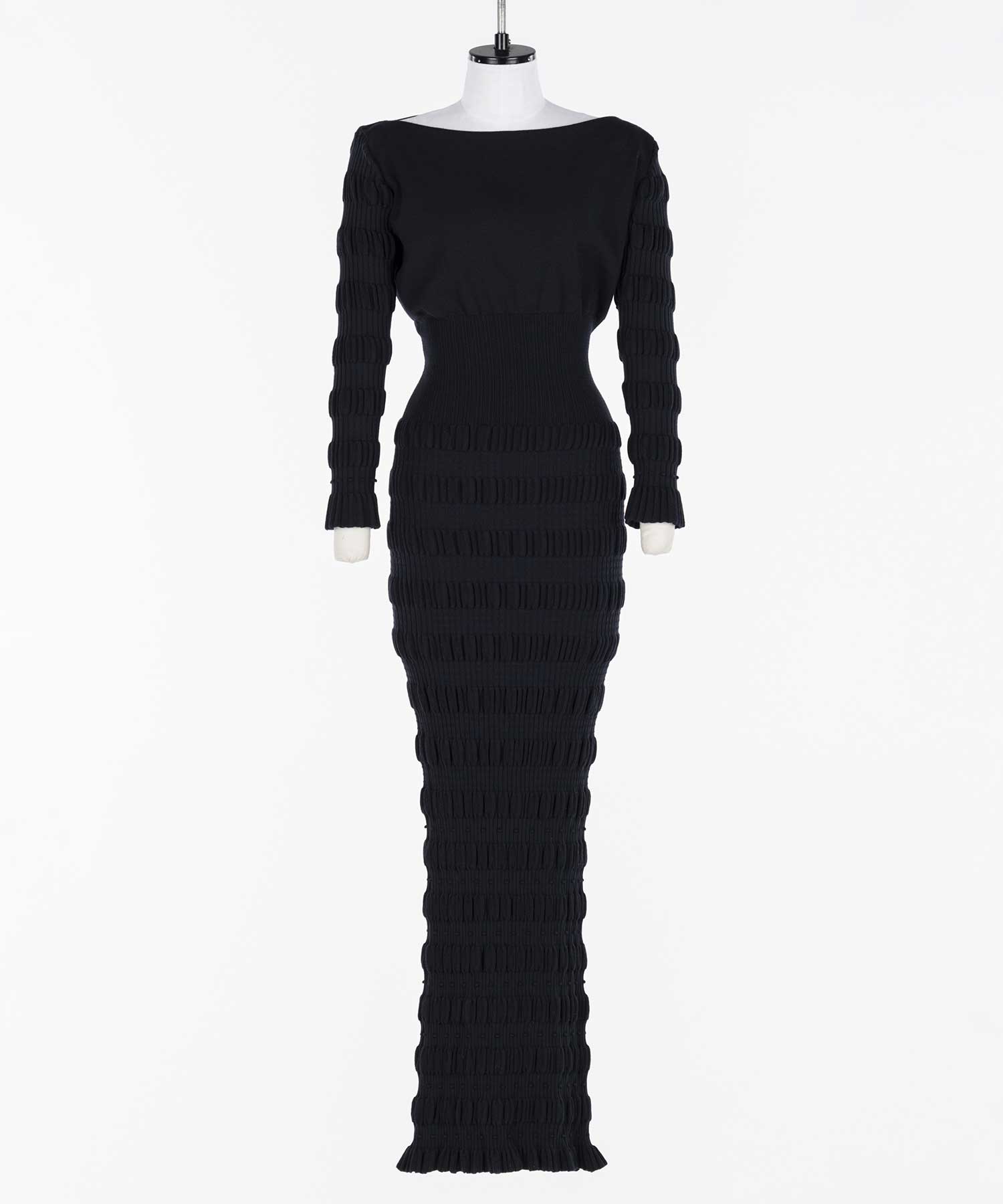 Stripe knit long dress