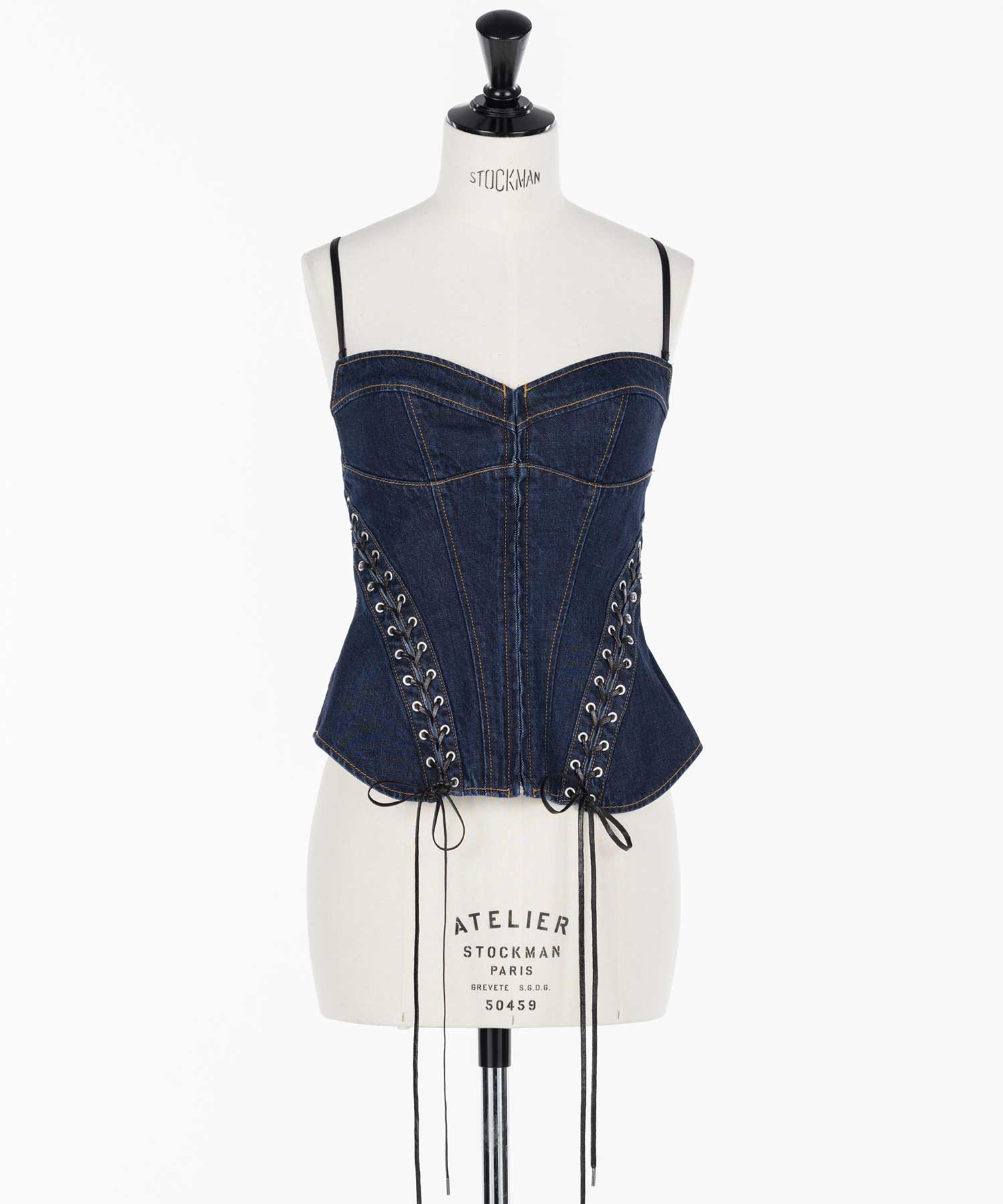 Lace up denim bustier