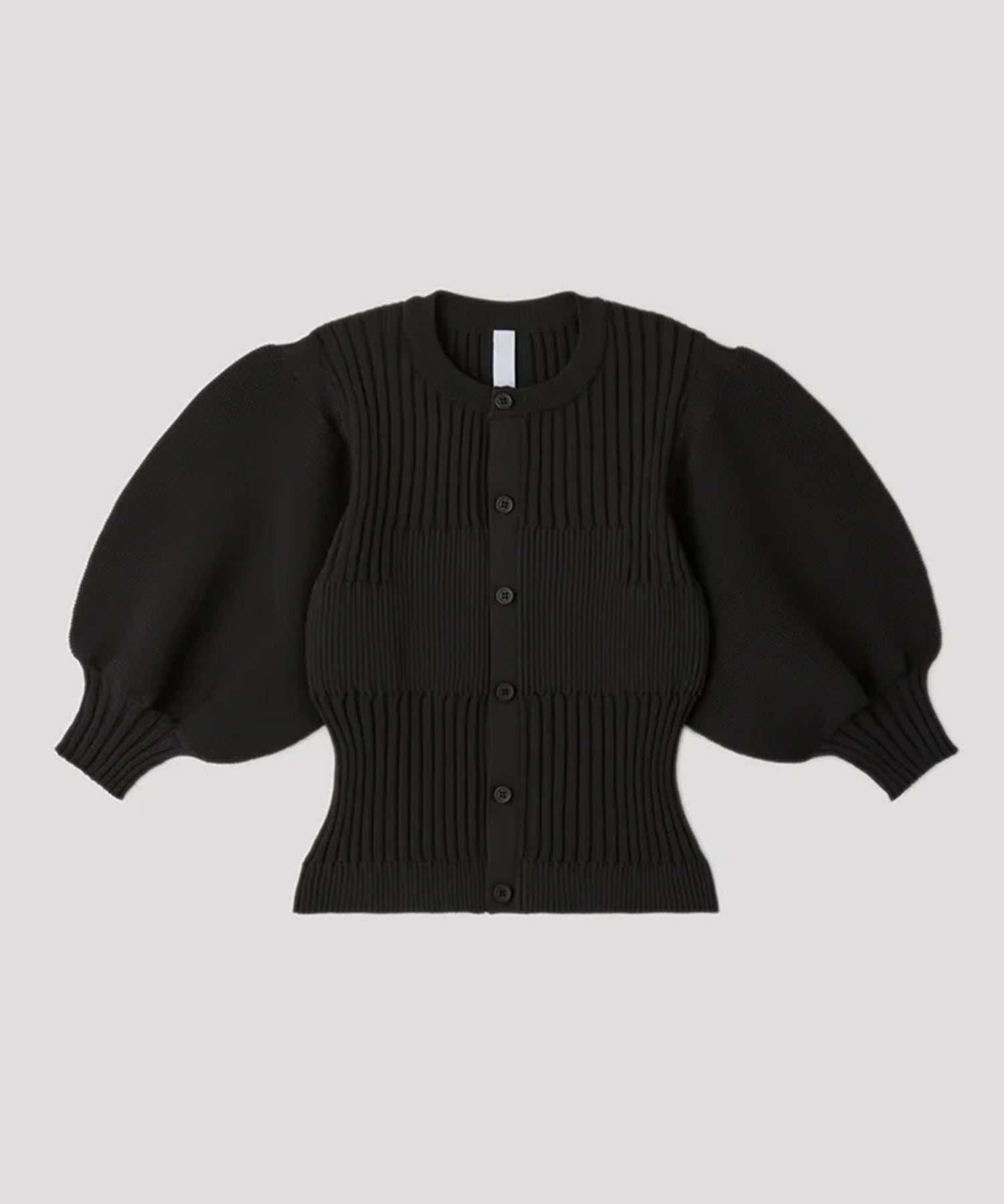 FLUTED SHORT PUFF SLEEVE CARDIGAN
