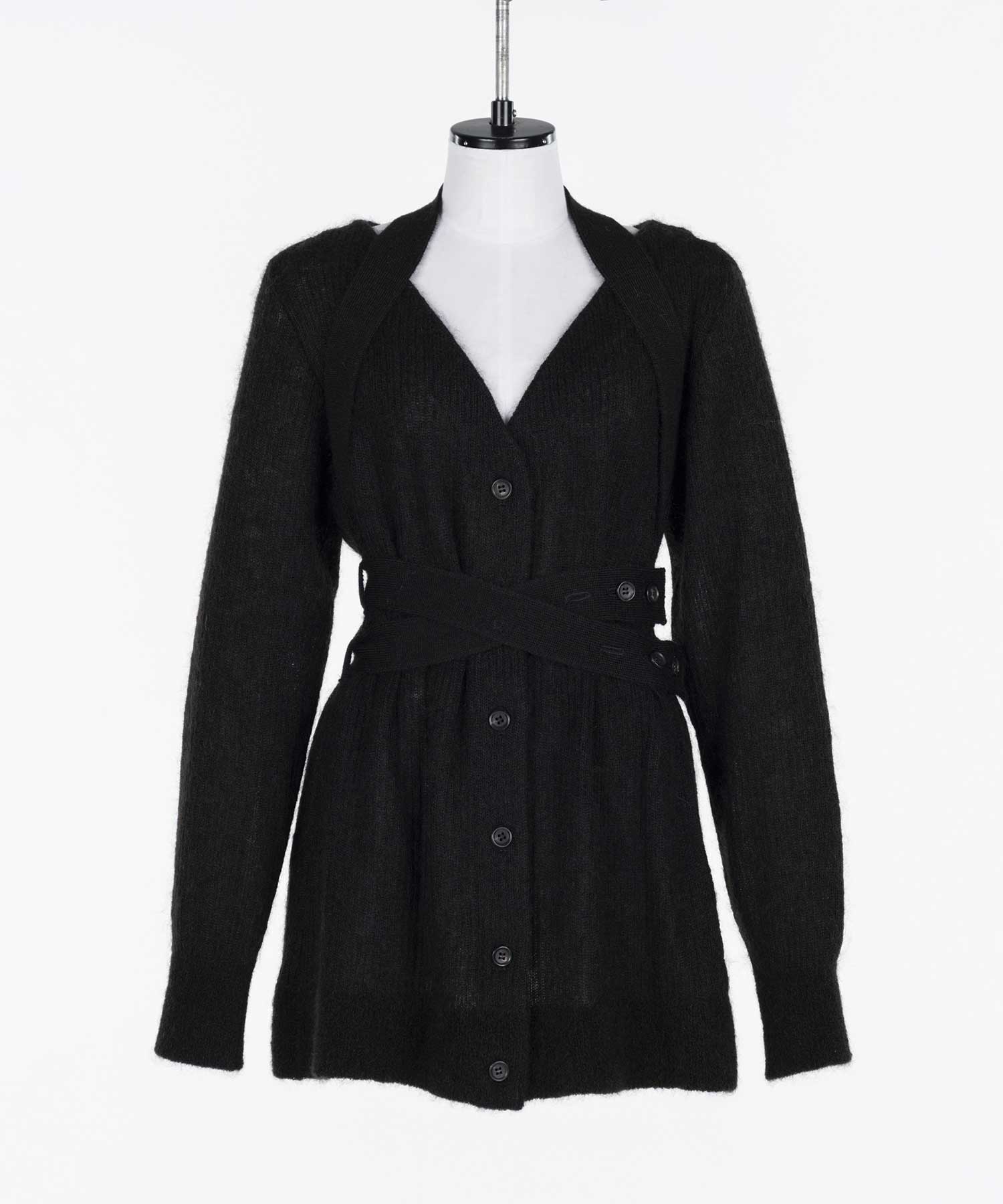 Mohair knit belted cardigan