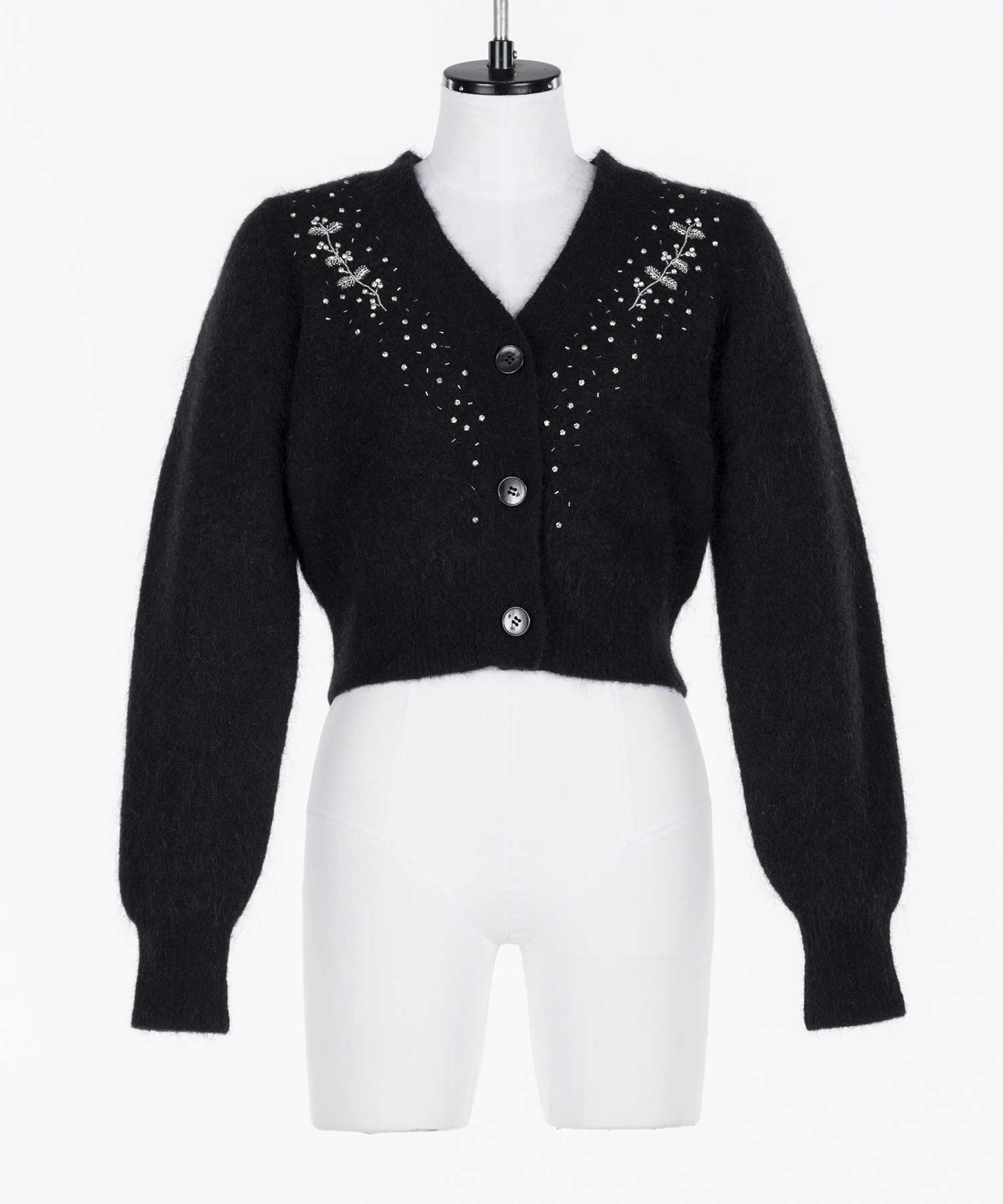 Jacquard-knit V-neck cardigan