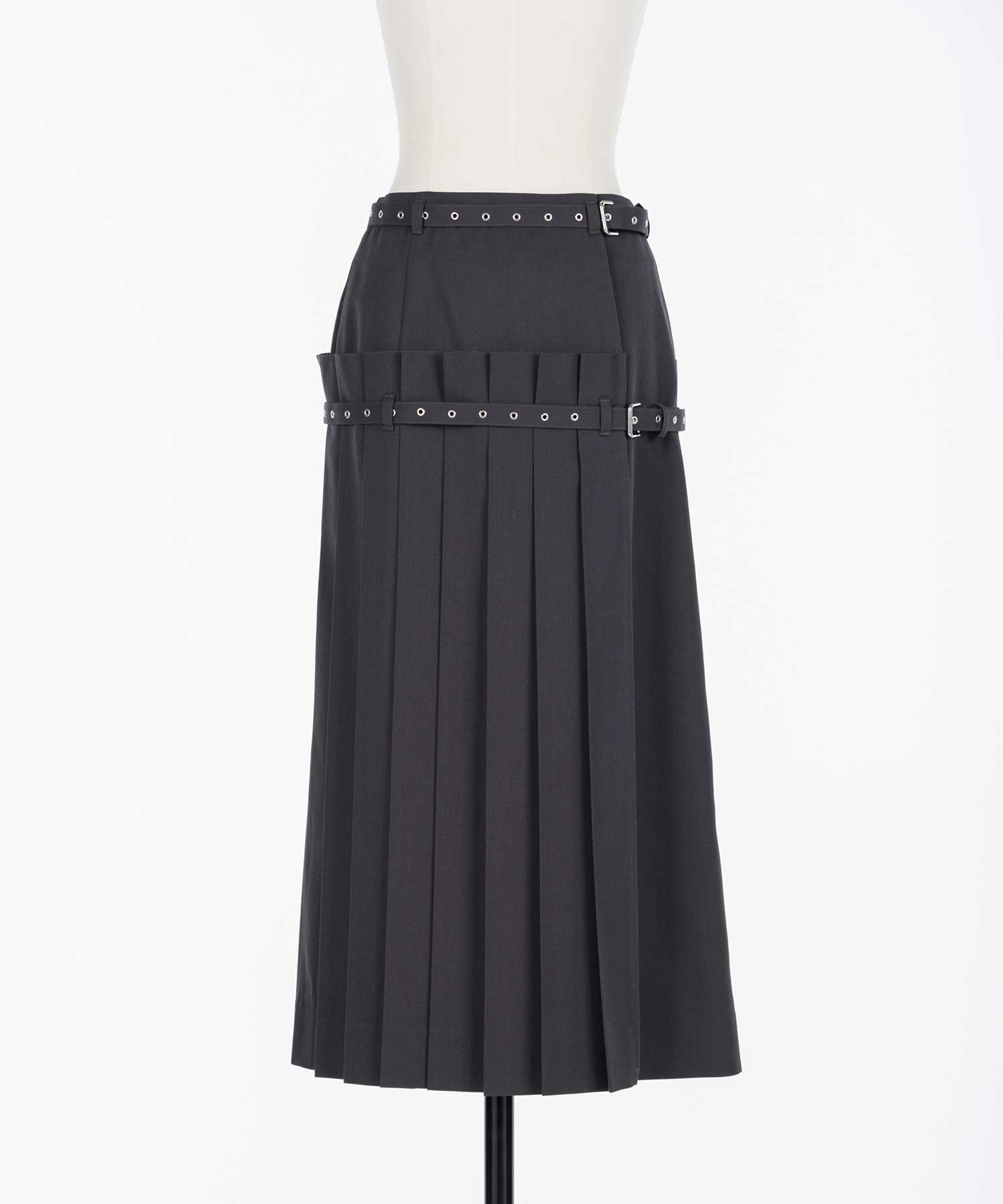 Pleated wrap midi skirt